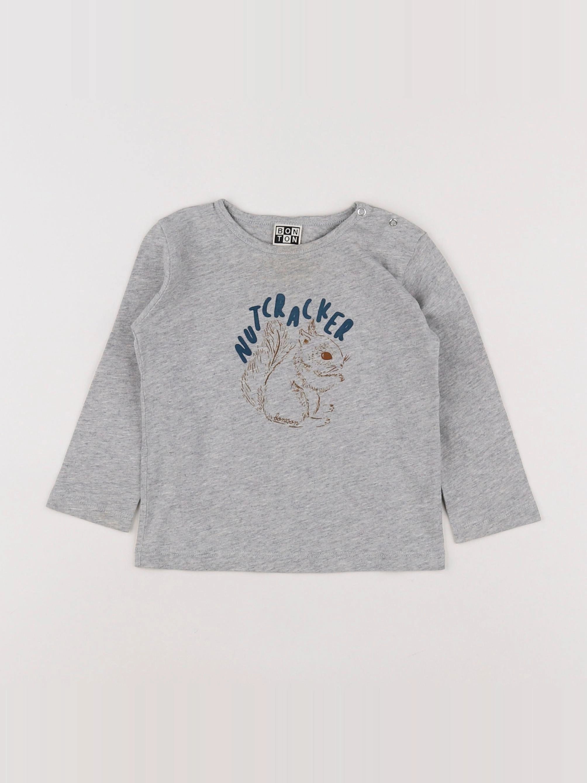 Bonton - tee-shirt gris - 12 mois