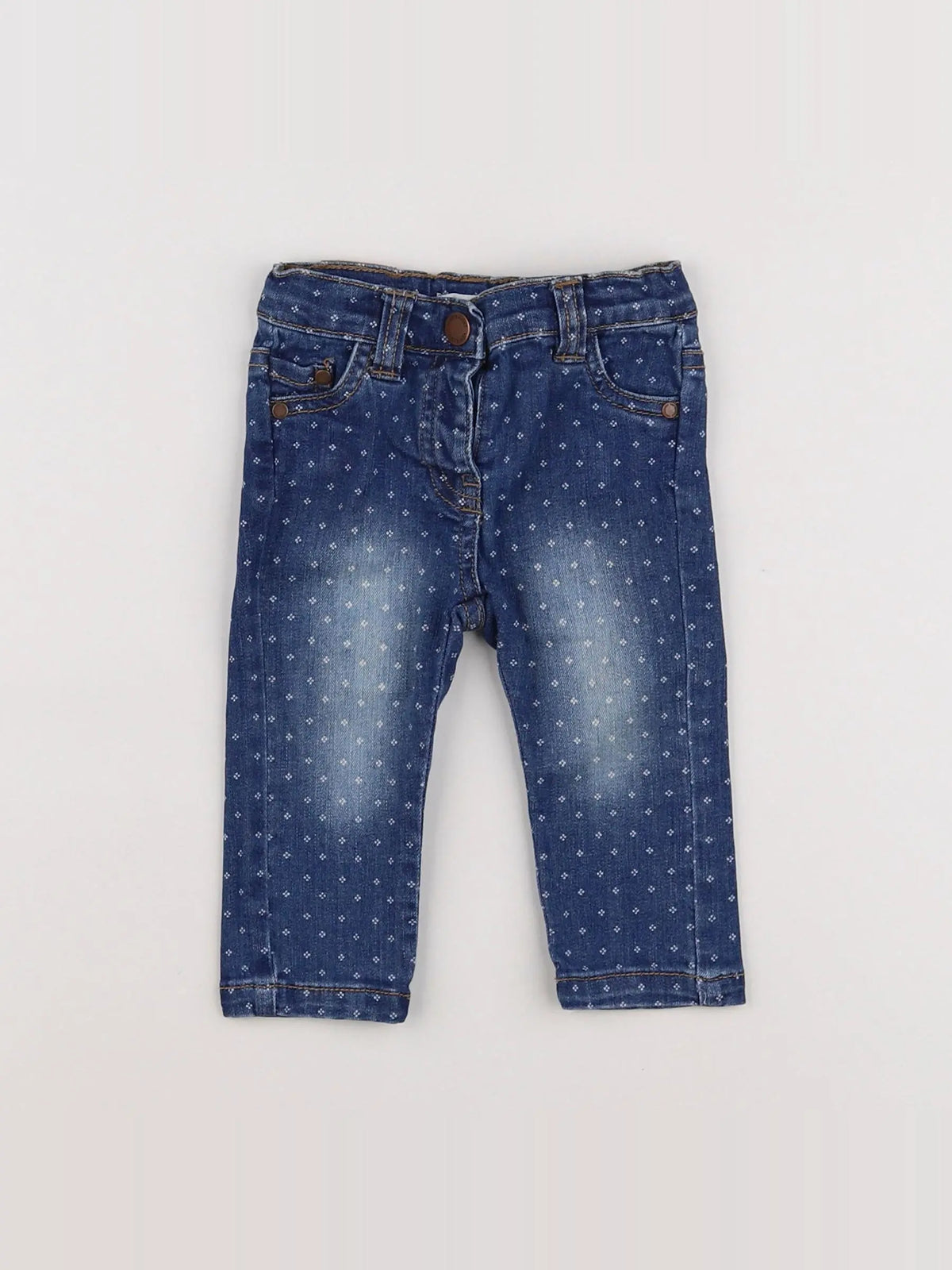 Vertbaudet - pantalon bleu, blanc - 6 mois