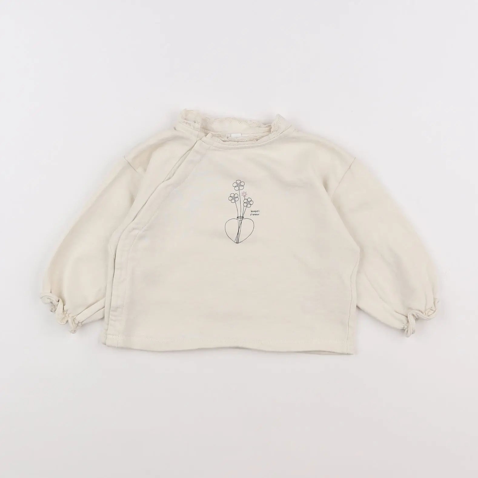 Vertbaudet - sweat beige - 12 mois