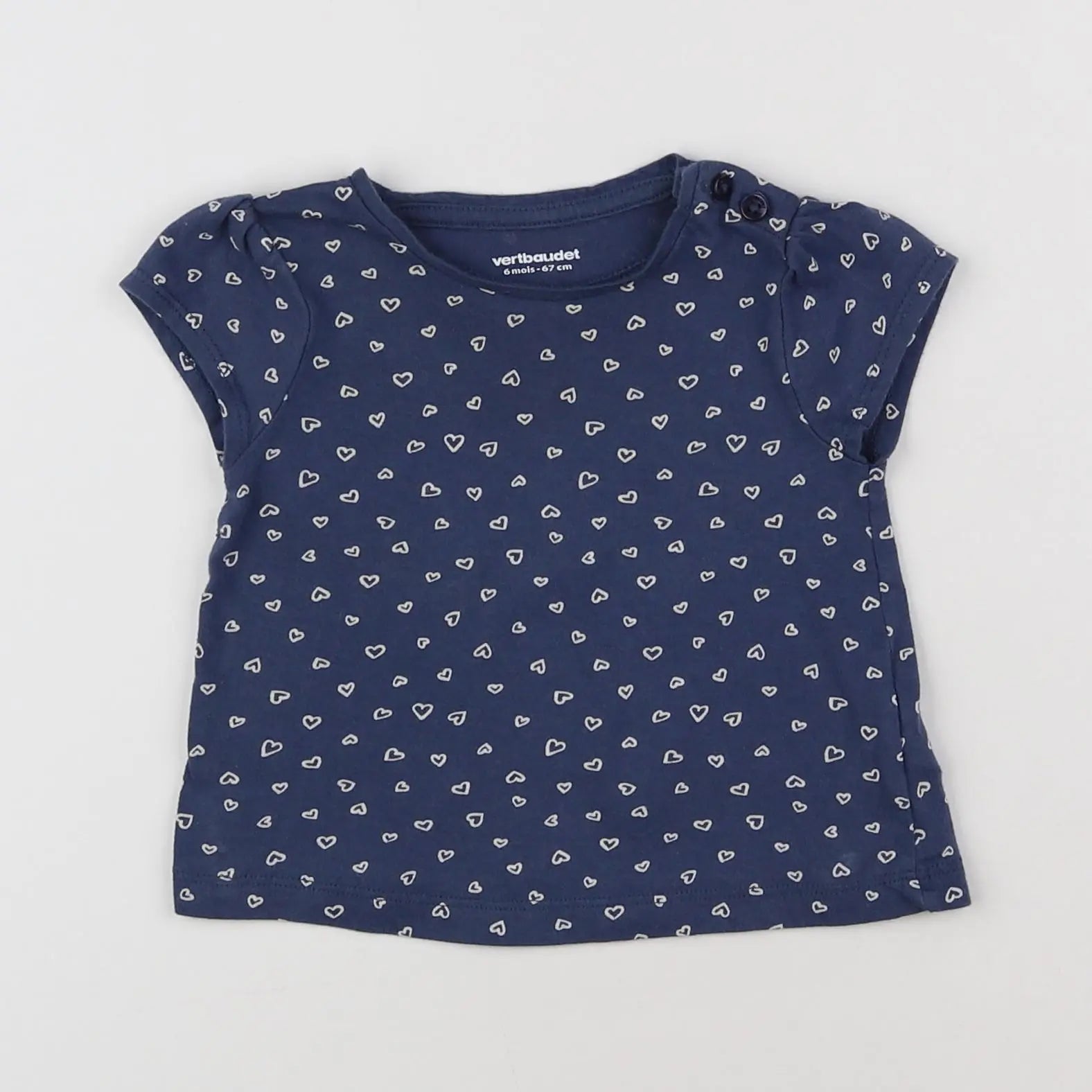 Vertbaudet - tee-shirt bleu, blanc - 6 mois