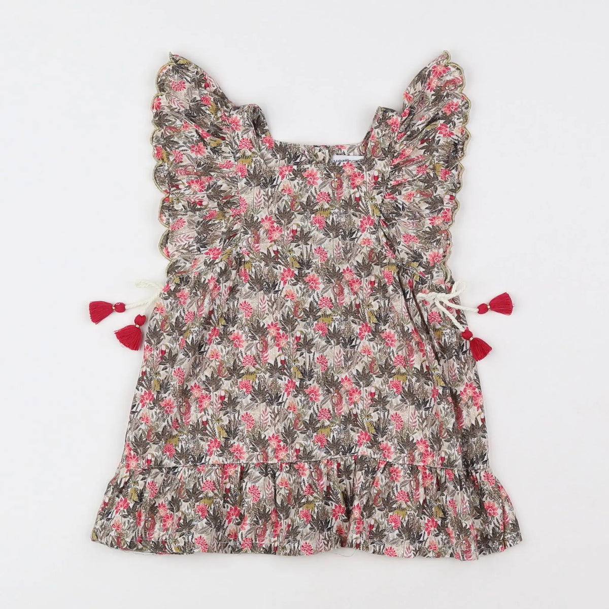 Vertbaudet - robe vert, rose - 9 mois