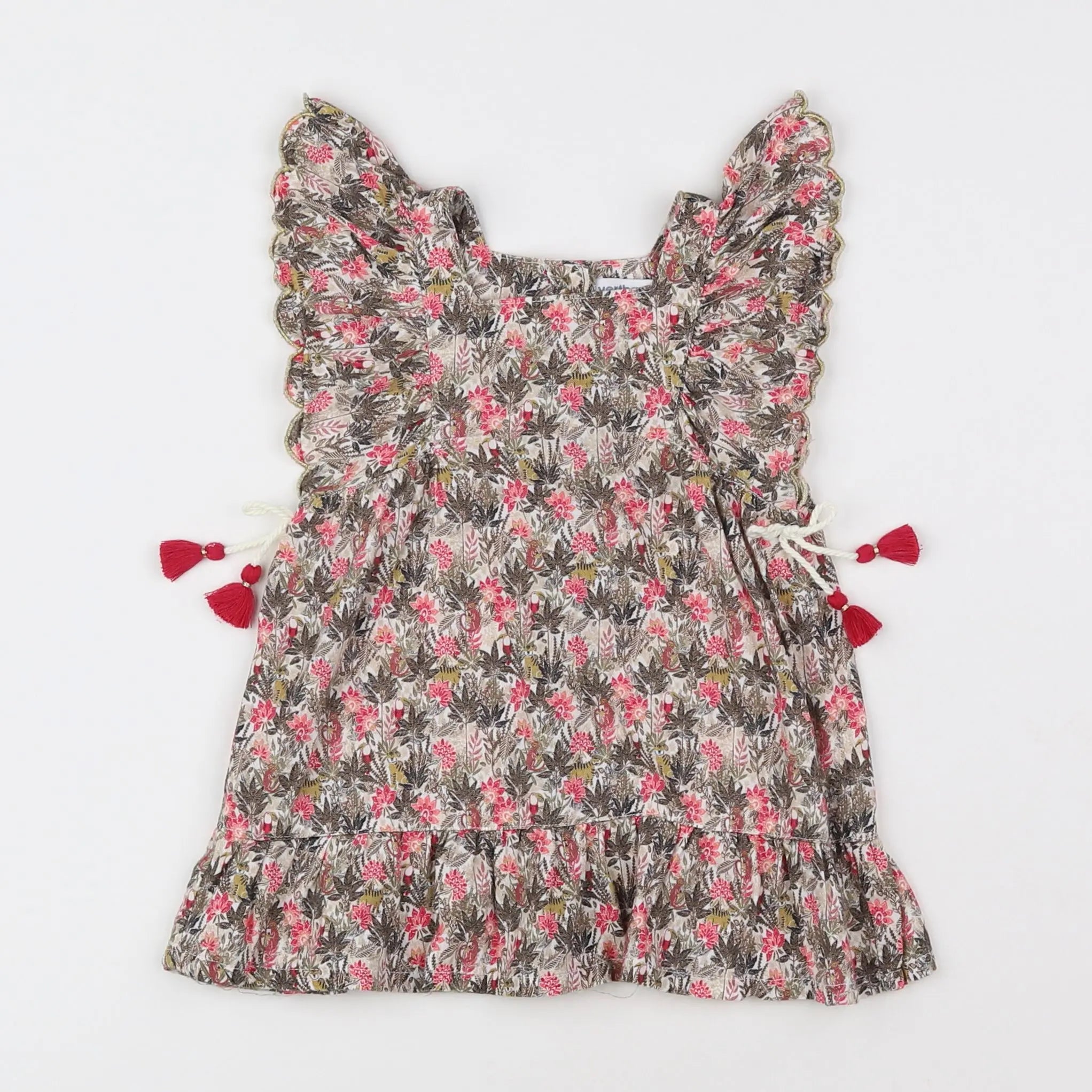 Vertbaudet - robe vert, rose - 9 mois