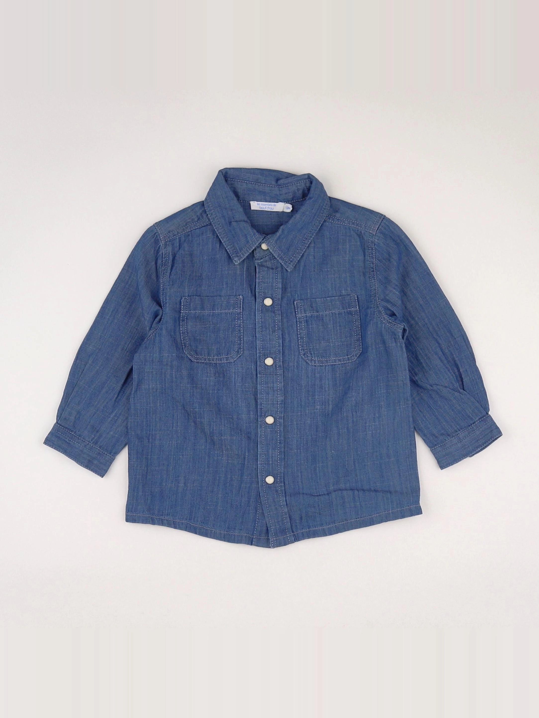 Boutchou - chemise bleu - 12 mois