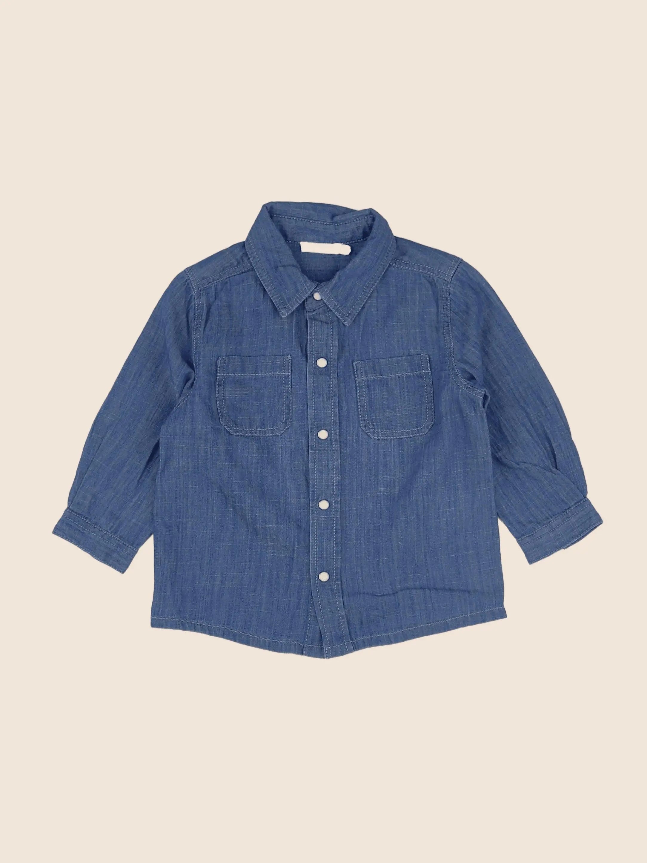 Boutchou - chemise bleu - 12 mois