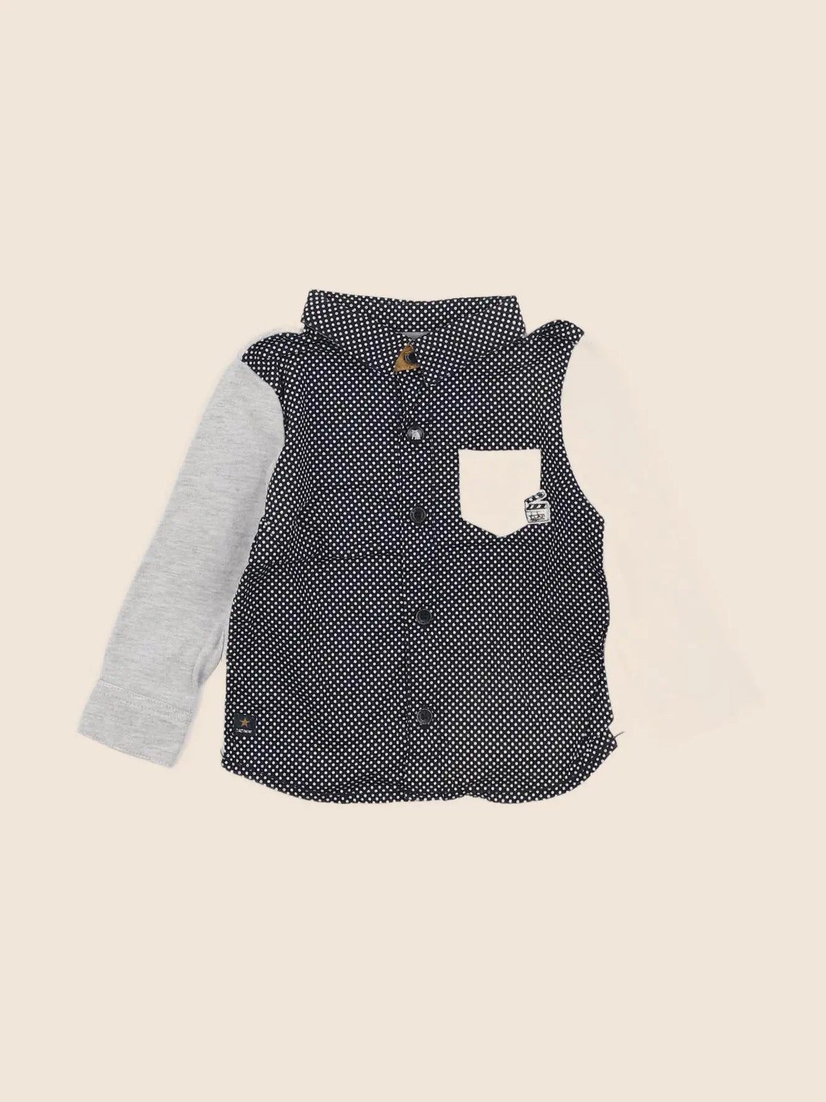 Catimini - chemise bleu, gris - 12 mois