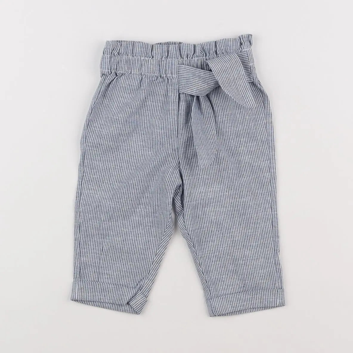 Vertbaudet - pantalon blanc, bleu - 6 mois