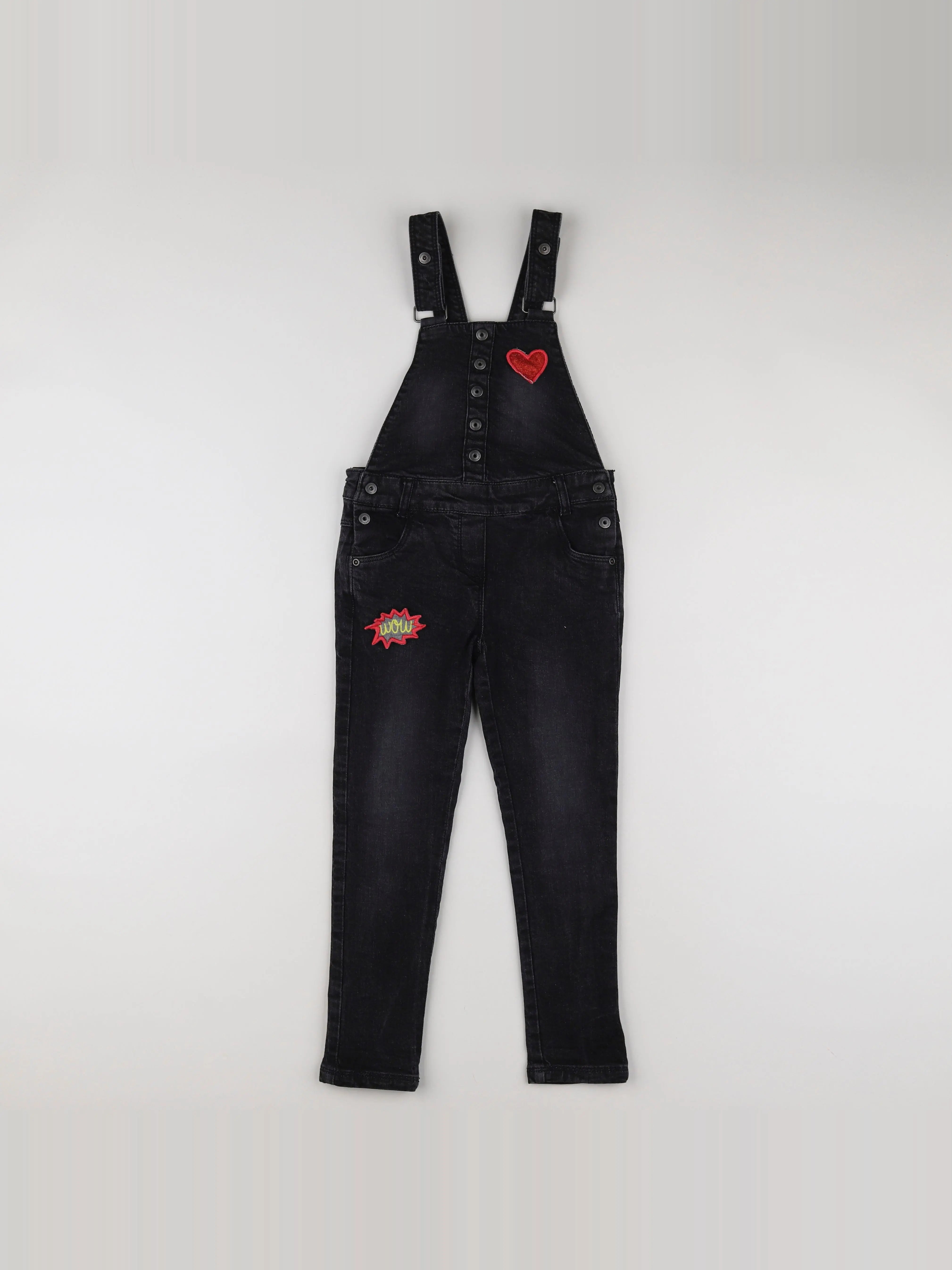 Vertbaudet - salopette noir, rose - 6 ans