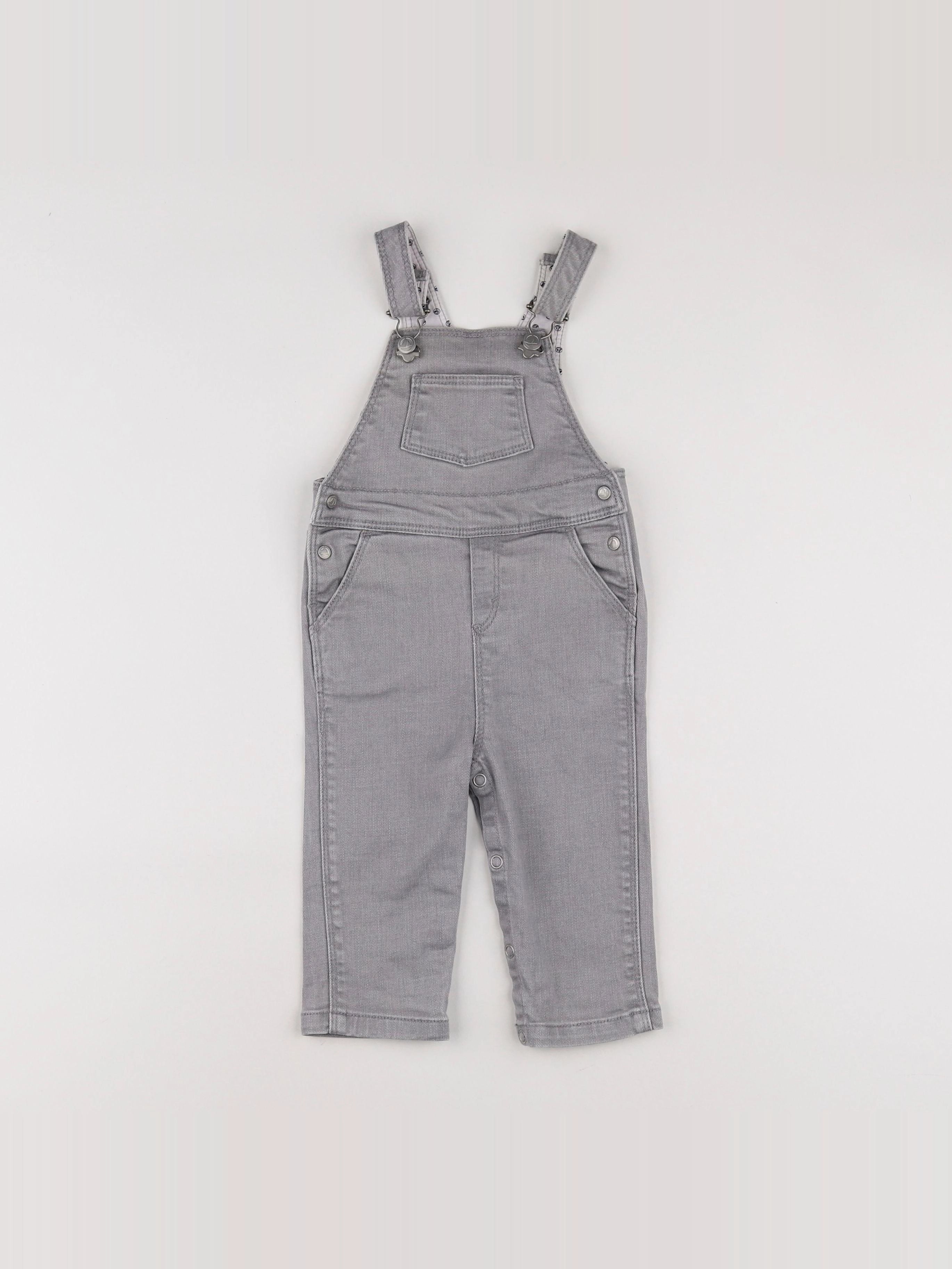 Petit Bateau - salopette gris - 6 mois