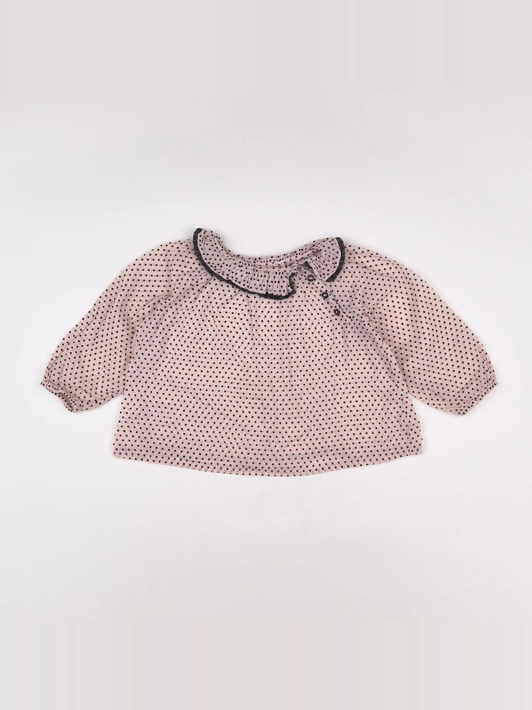 Bonton - blouse rose, noir - 2 ans