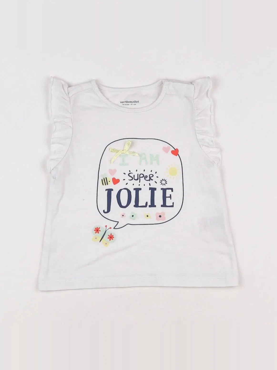 Vertbaudet - tee-shirt blanc - 18 mois