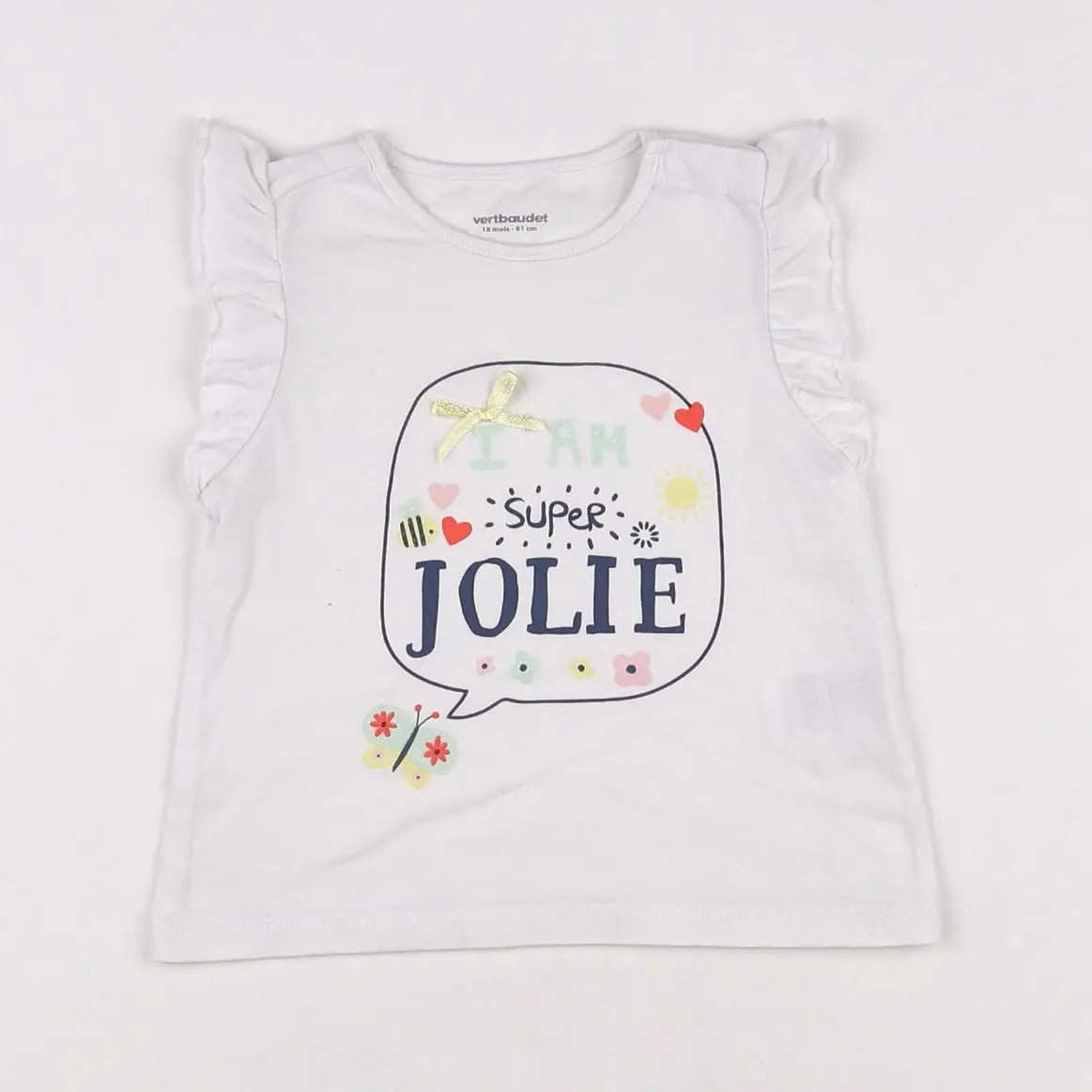 Vertbaudet - tee-shirt blanc - 18 mois