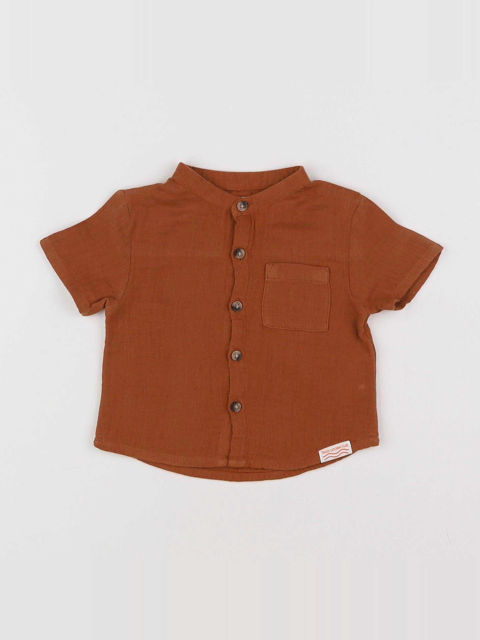 Little Cigogne - chemise marron - 6 mois