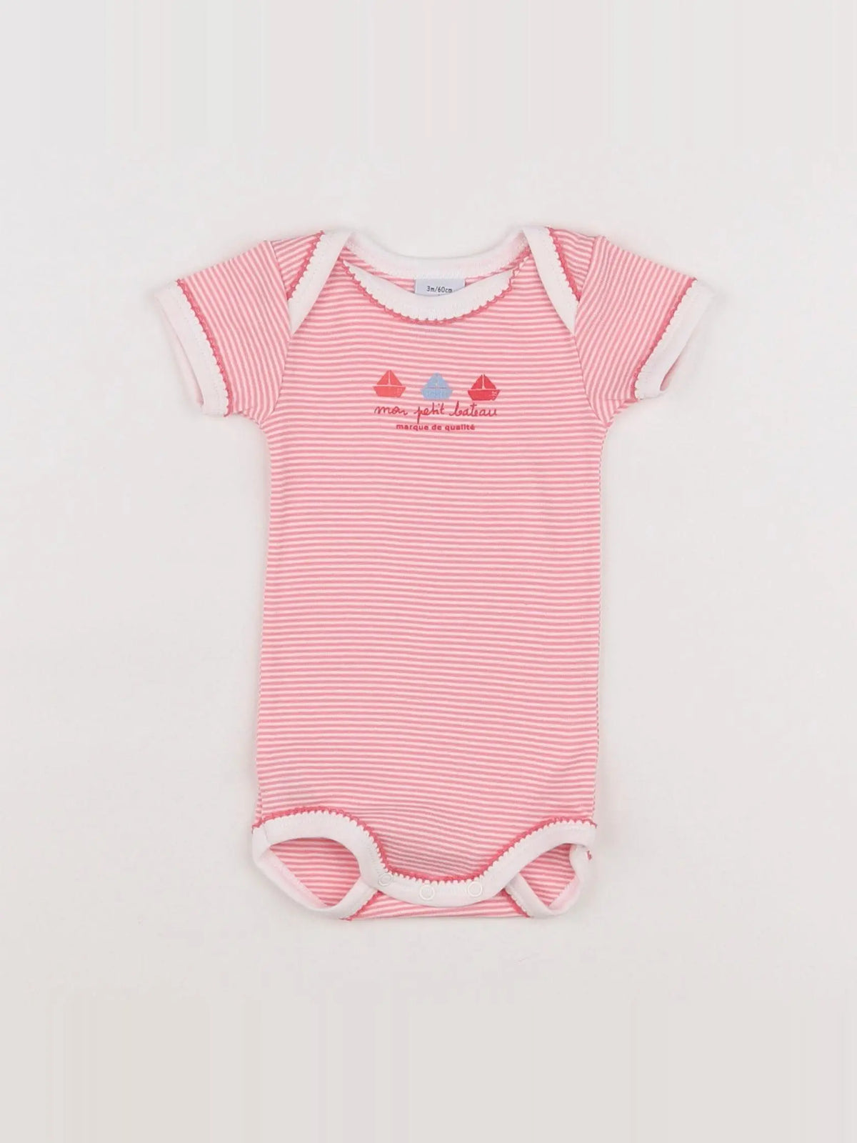 Petit Bateau - body rose, blanc - 3 mois