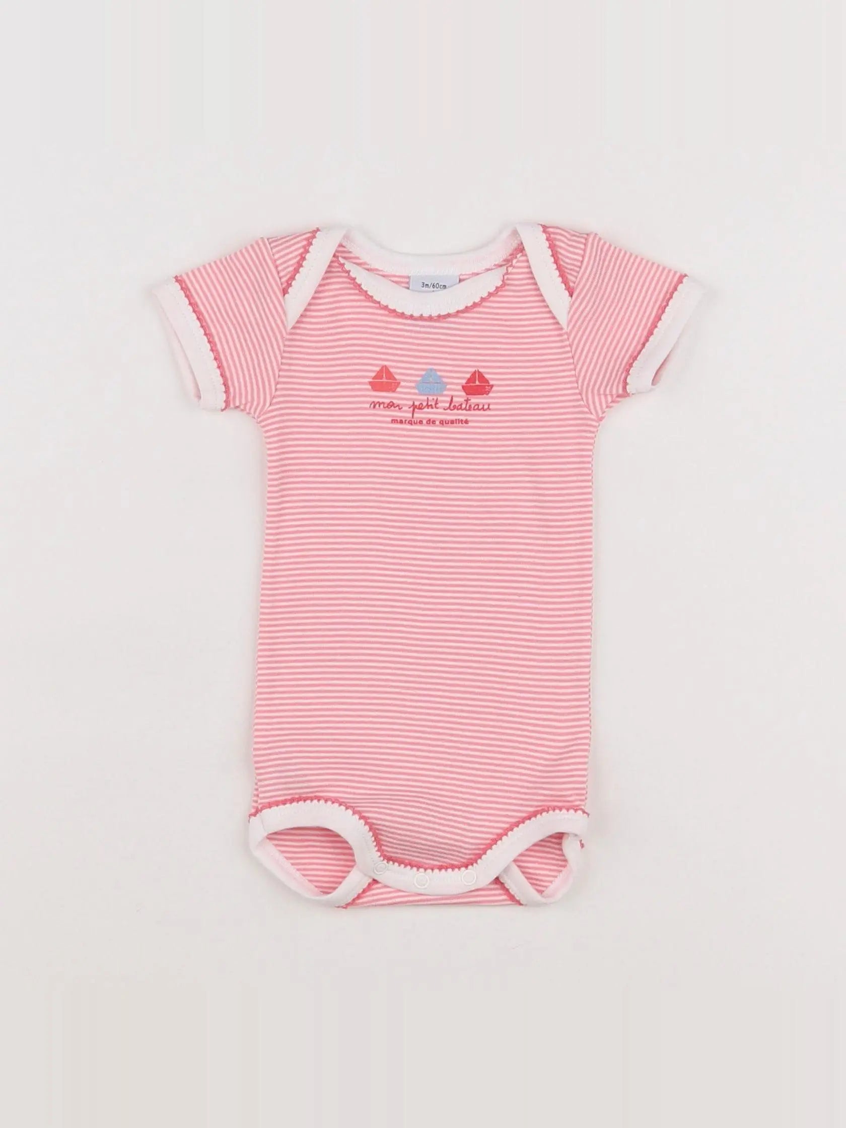 Petit Bateau - body rose, blanc - 3 mois