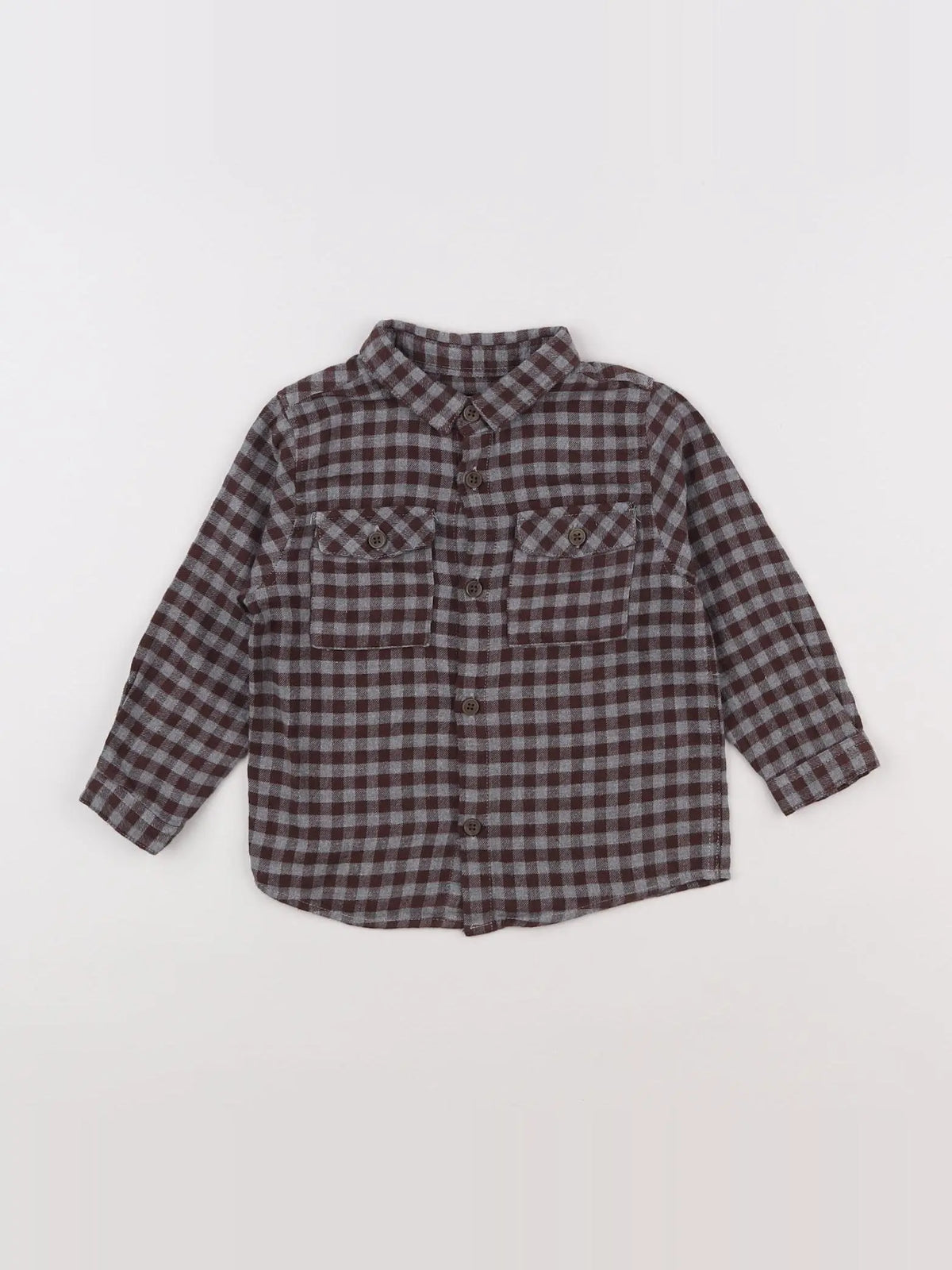 Zara - chemise rouge, gris - 12/18 mois