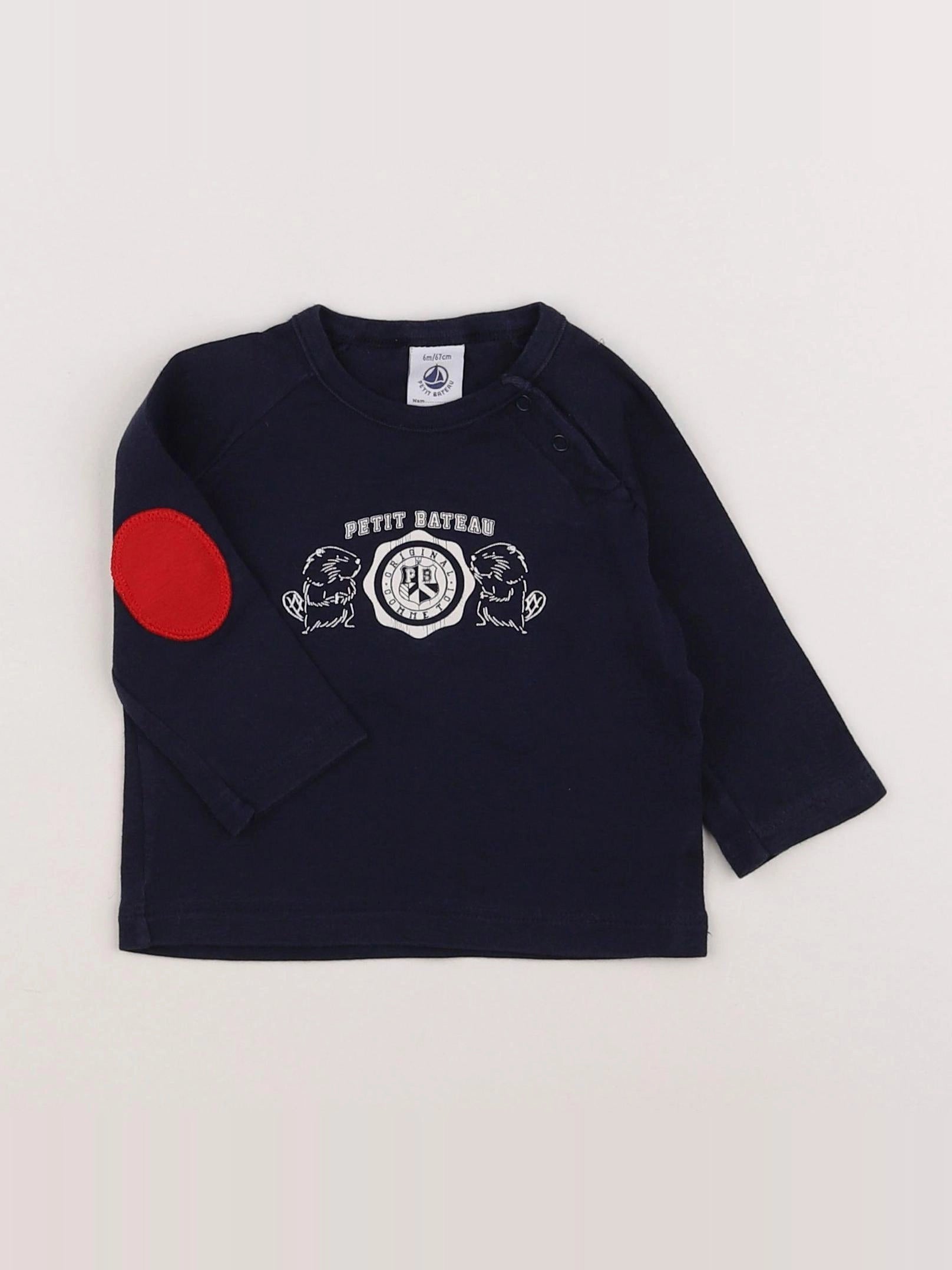 Petit Bateau - tee-shirt bleu - 6 mois