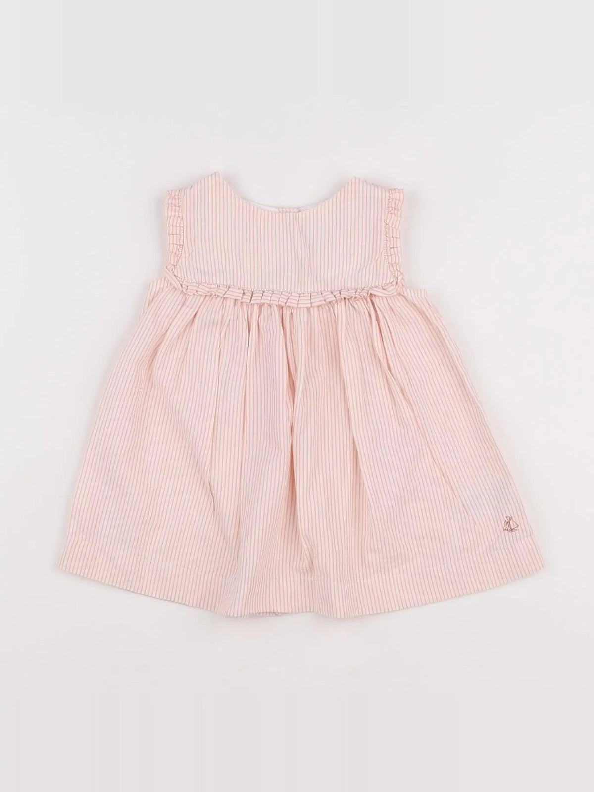 Petit Bateau - robe blanc, rose - 6 mois