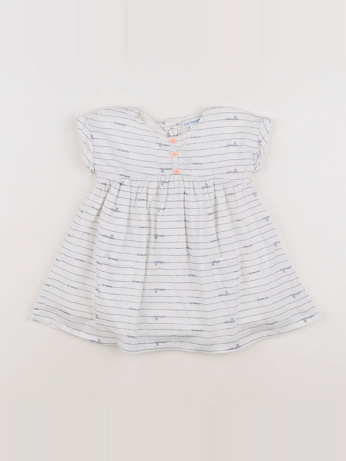 Vertbaudet - robe blanc, bleu - 12 mois