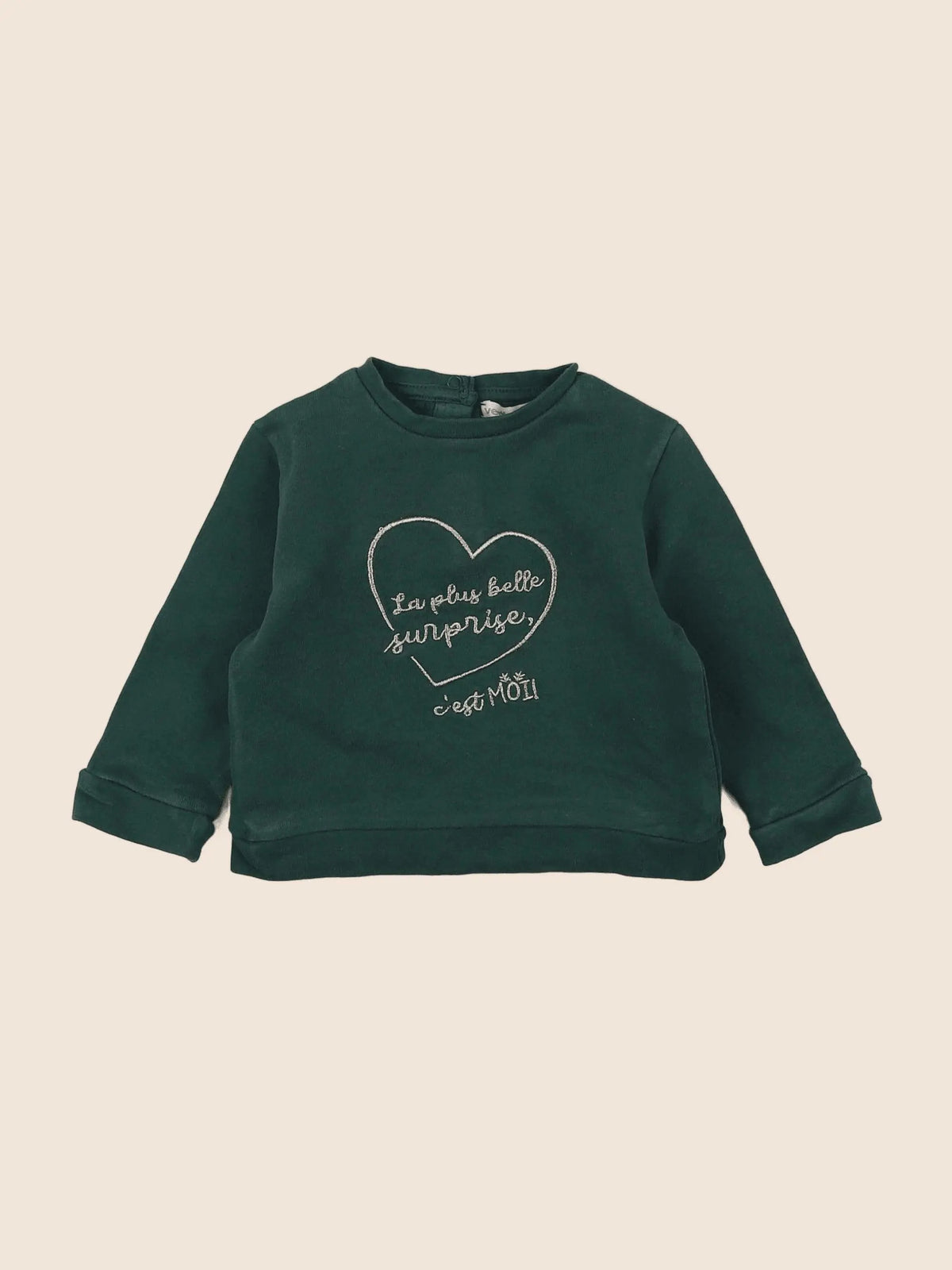 Vertbaudet - sweat vert - 6 mois