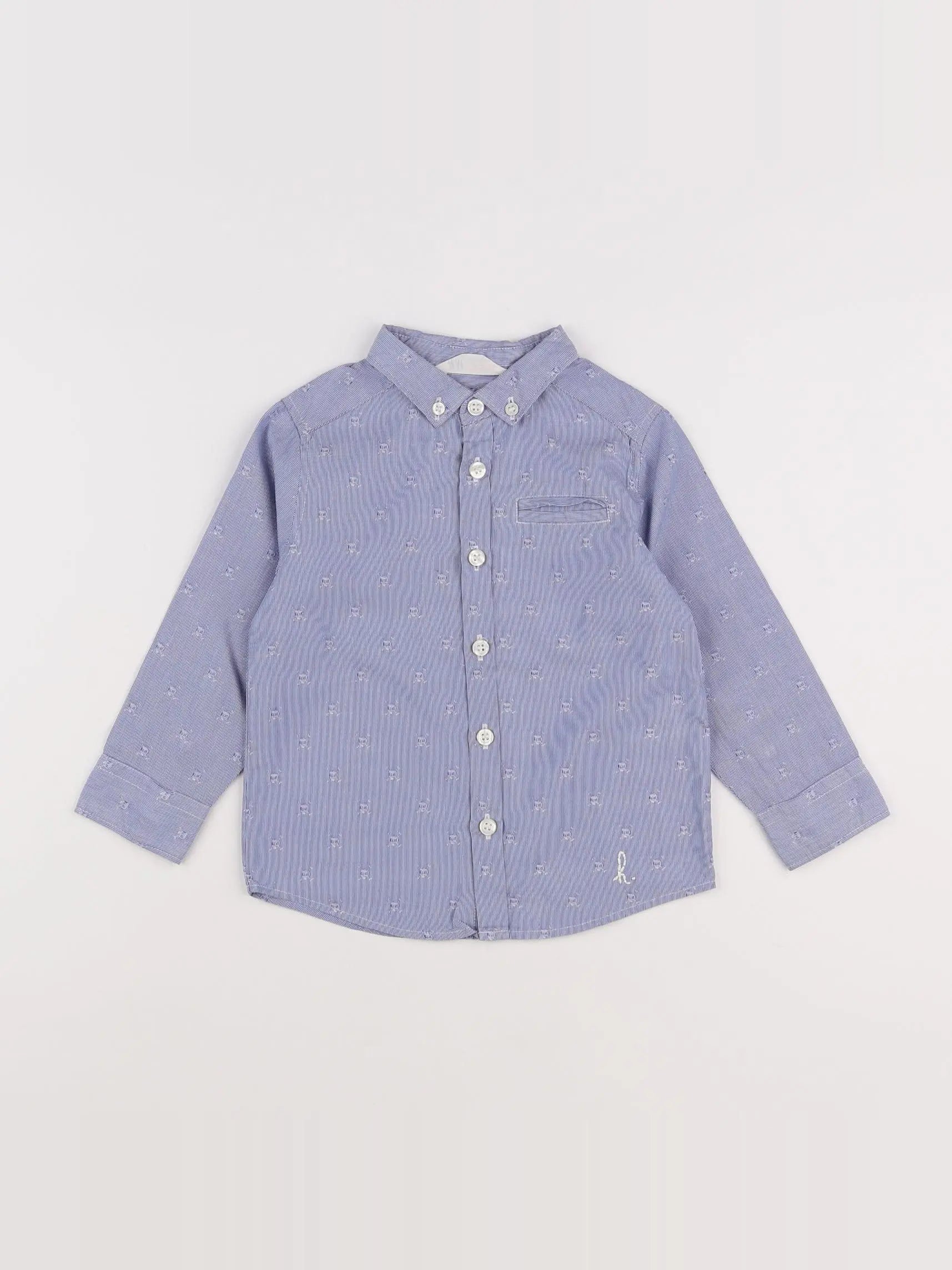 H&M - chemise bleu, blanc - 18 mois à 2 ans