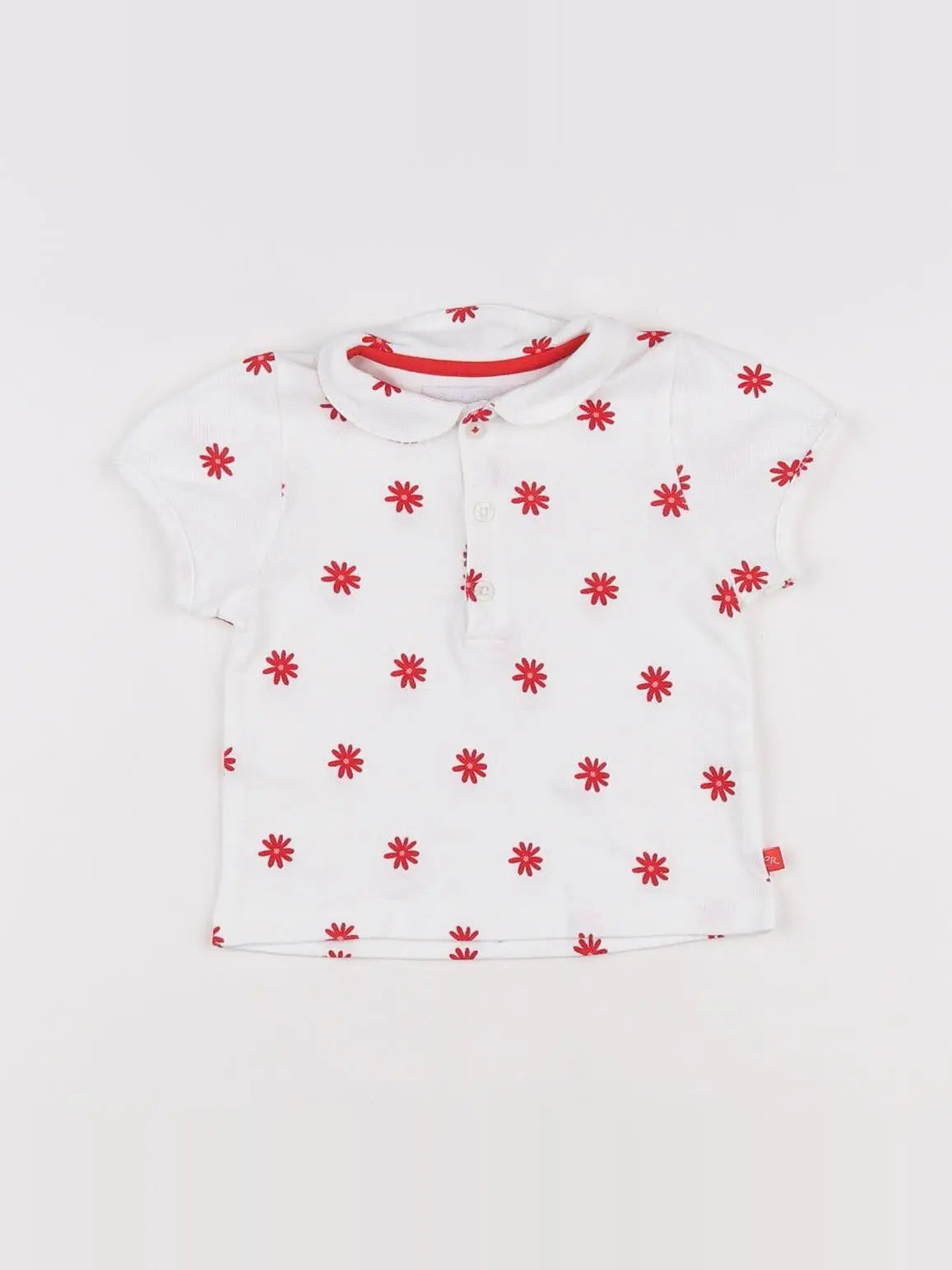 Cadet Rousselle - polo blanc, rouge - 6 mois