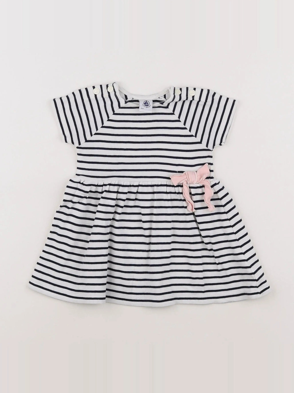 Petit Bateau - robe blanc, bleu - 12 mois