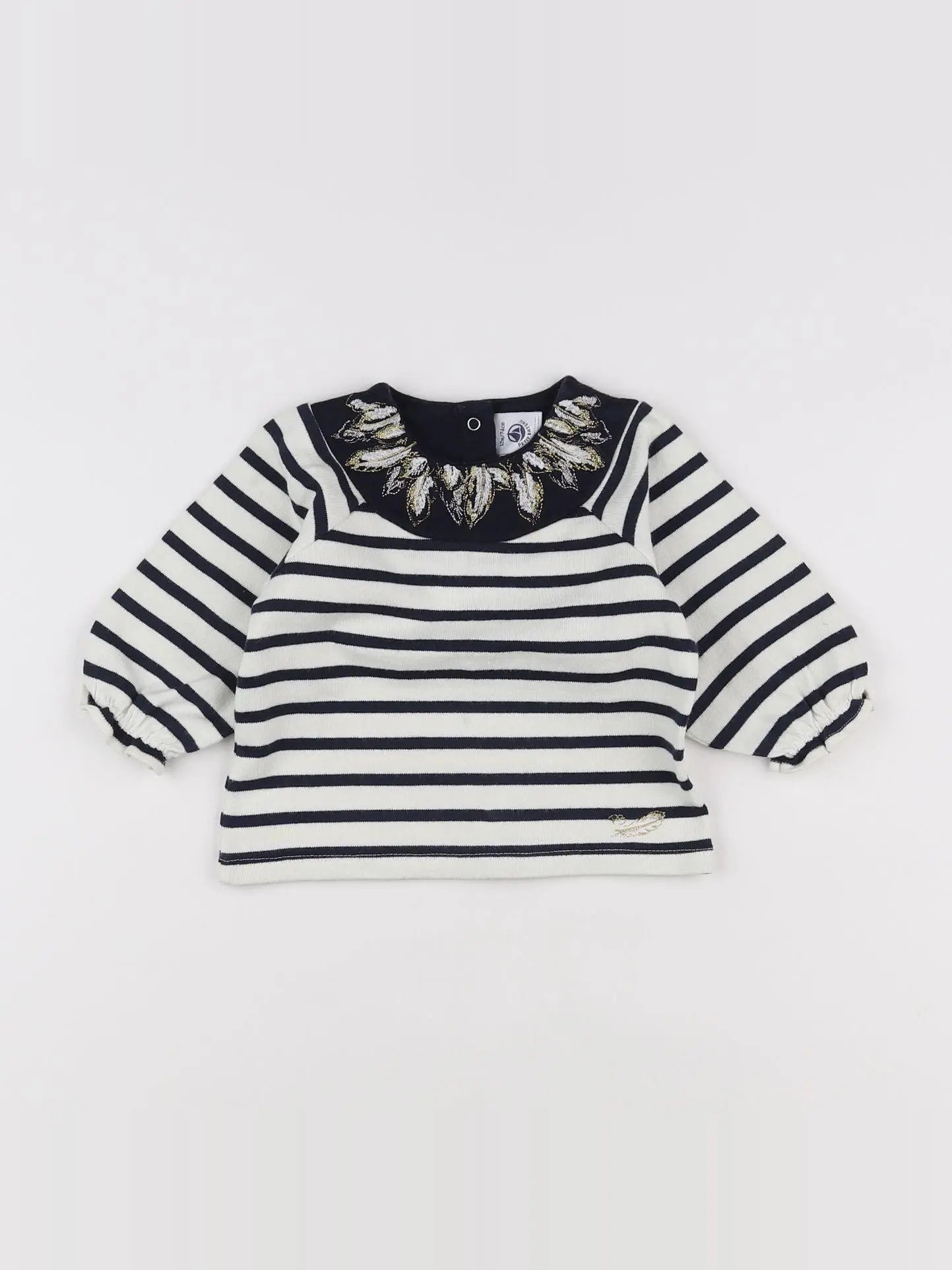 Petit Bateau - tee-shirt beige, bleu - 12 mois