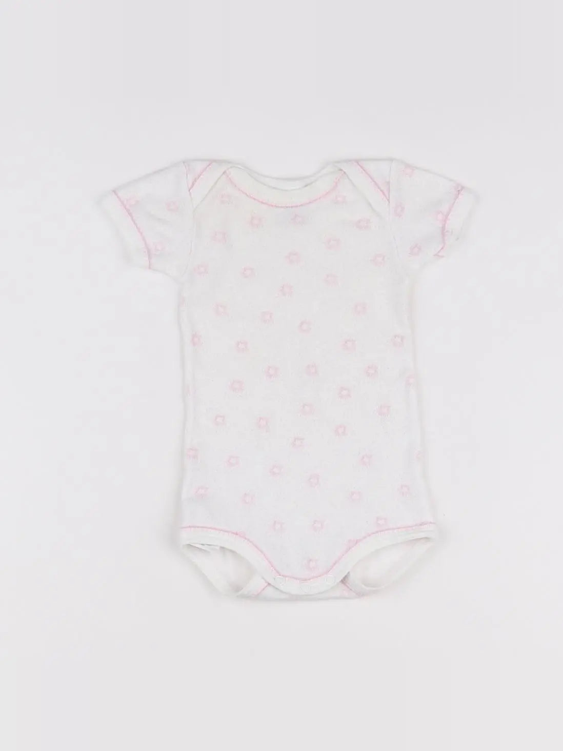 Petit Bateau - body blanc, rose - 3 mois