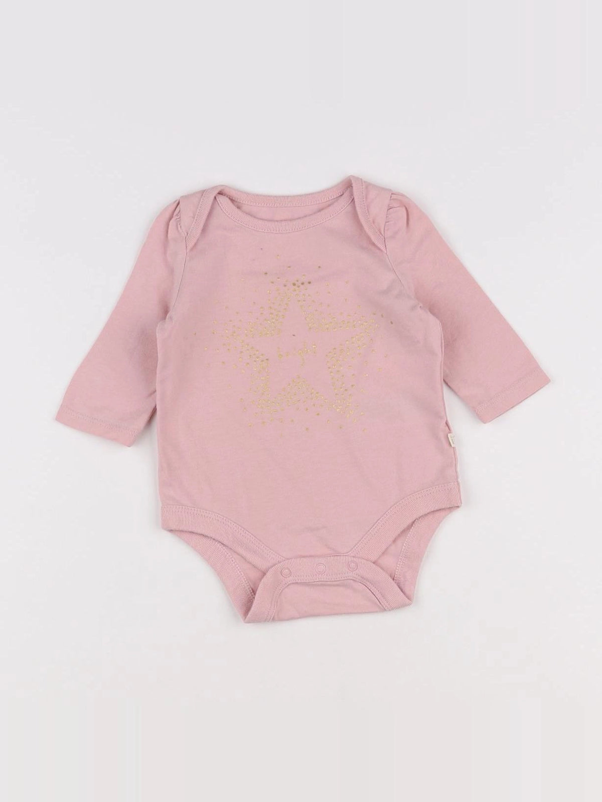 GAP - body gris, rose - 0/3 mois