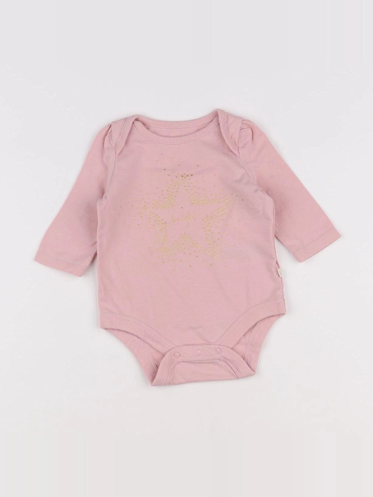 GAP - body gris, rose - 0/3 mois
