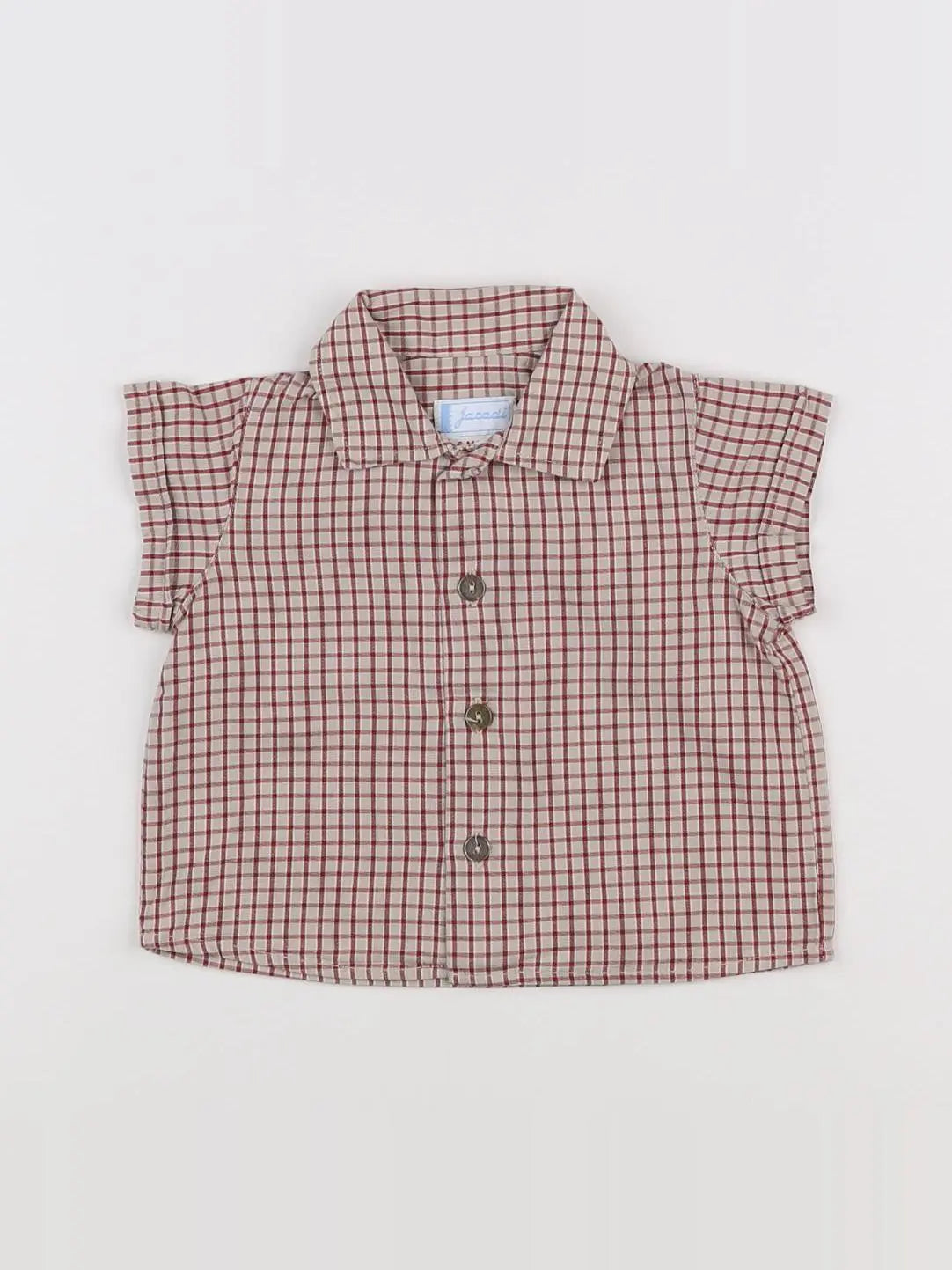 Jacadi - chemise beige, rouge - 6 mois