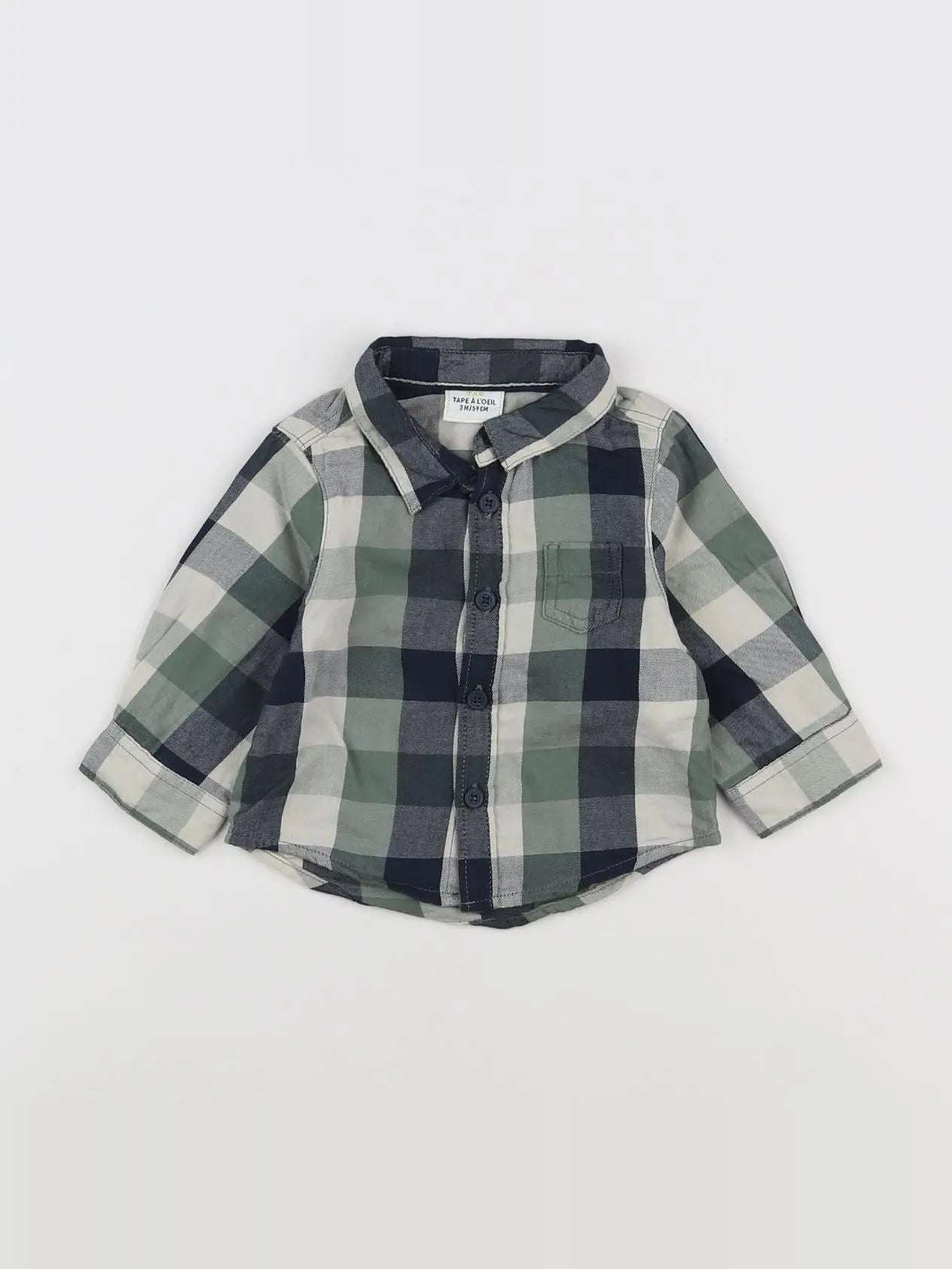 Tape à l'oeil - chemise bleu, vert - 3 mois