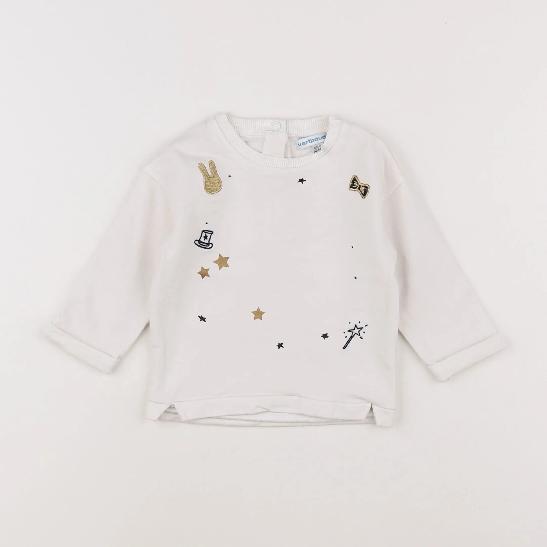 Vertbaudet - sweat beige - 6 mois