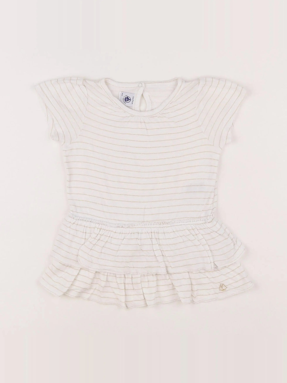 Petit Bateau - tee-shirt blanc, or - 12 mois
