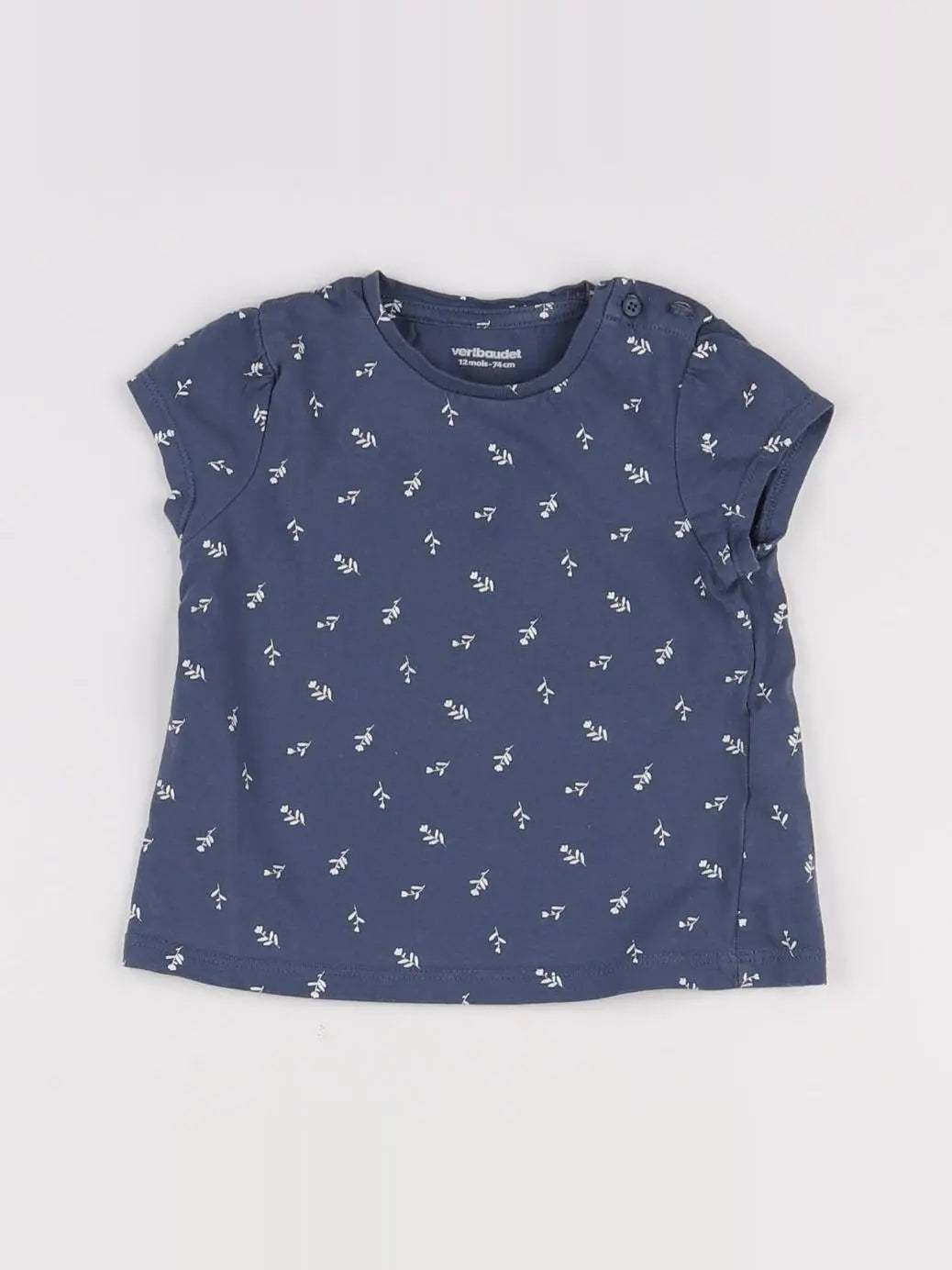 Vertbaudet - tee-shirt blanc, bleu - 12 mois