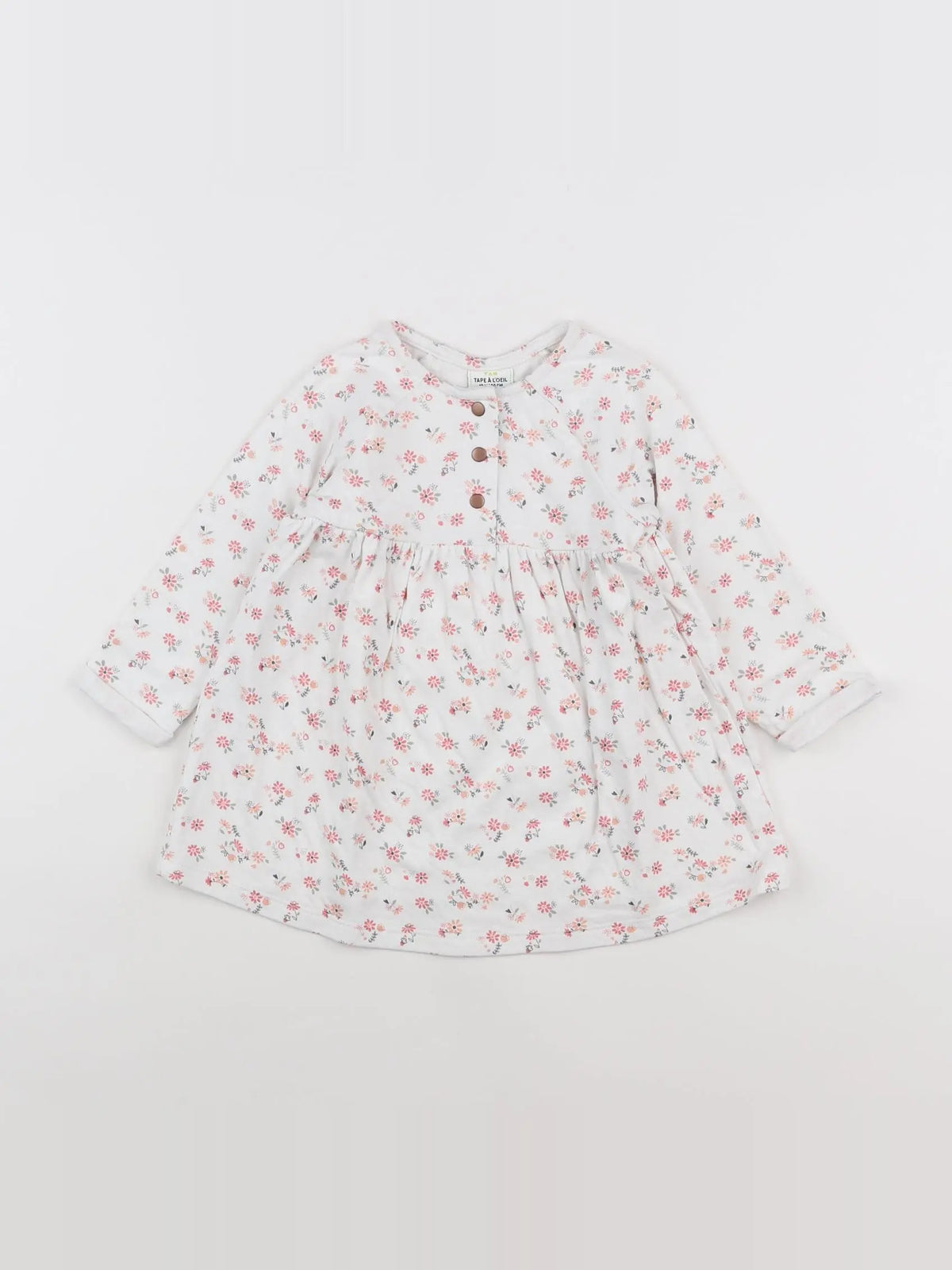Tape à l'oeil - robe blanc, rose - 18 mois