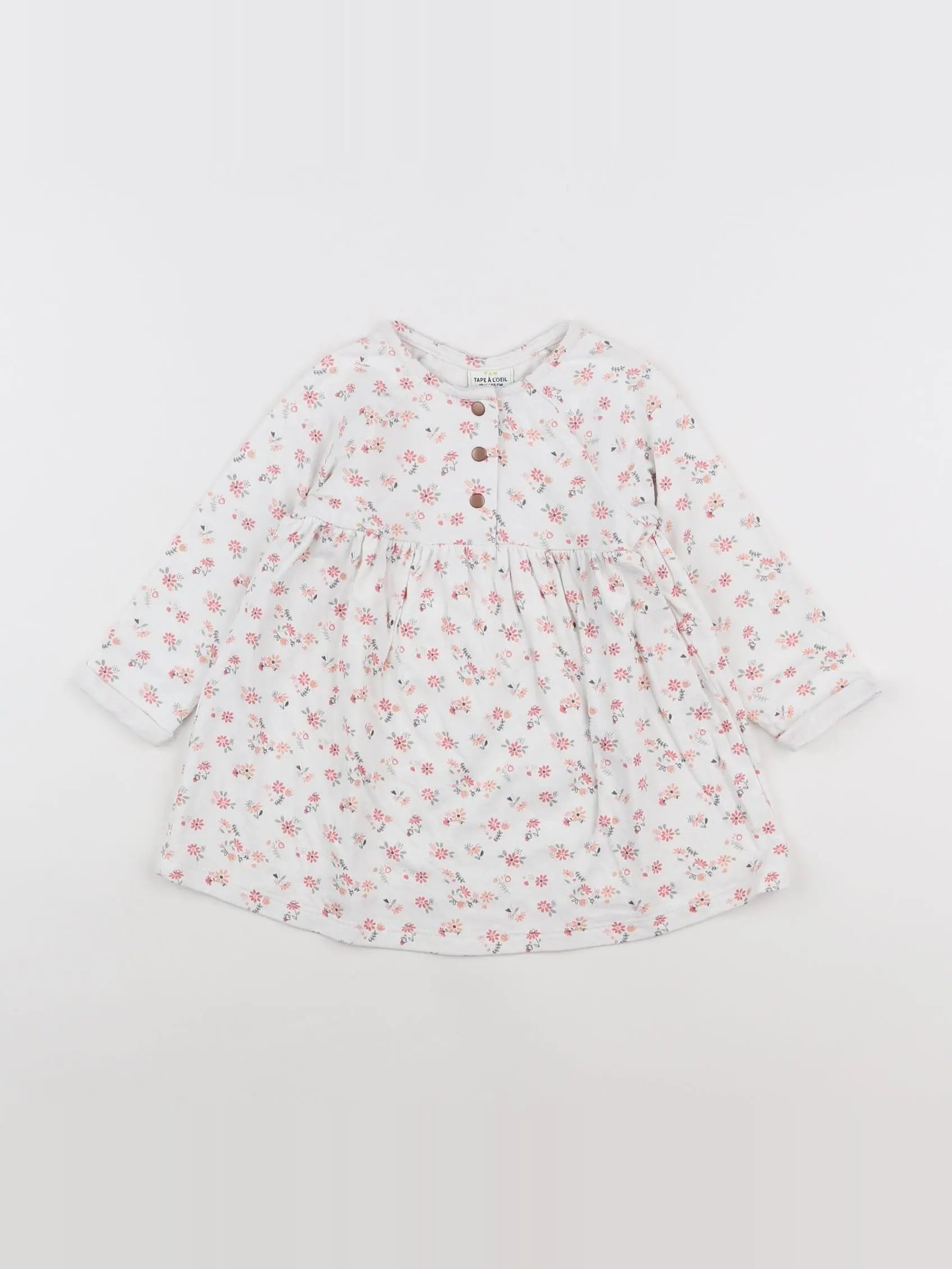 Tape à l'oeil - robe blanc, rose - 18 mois