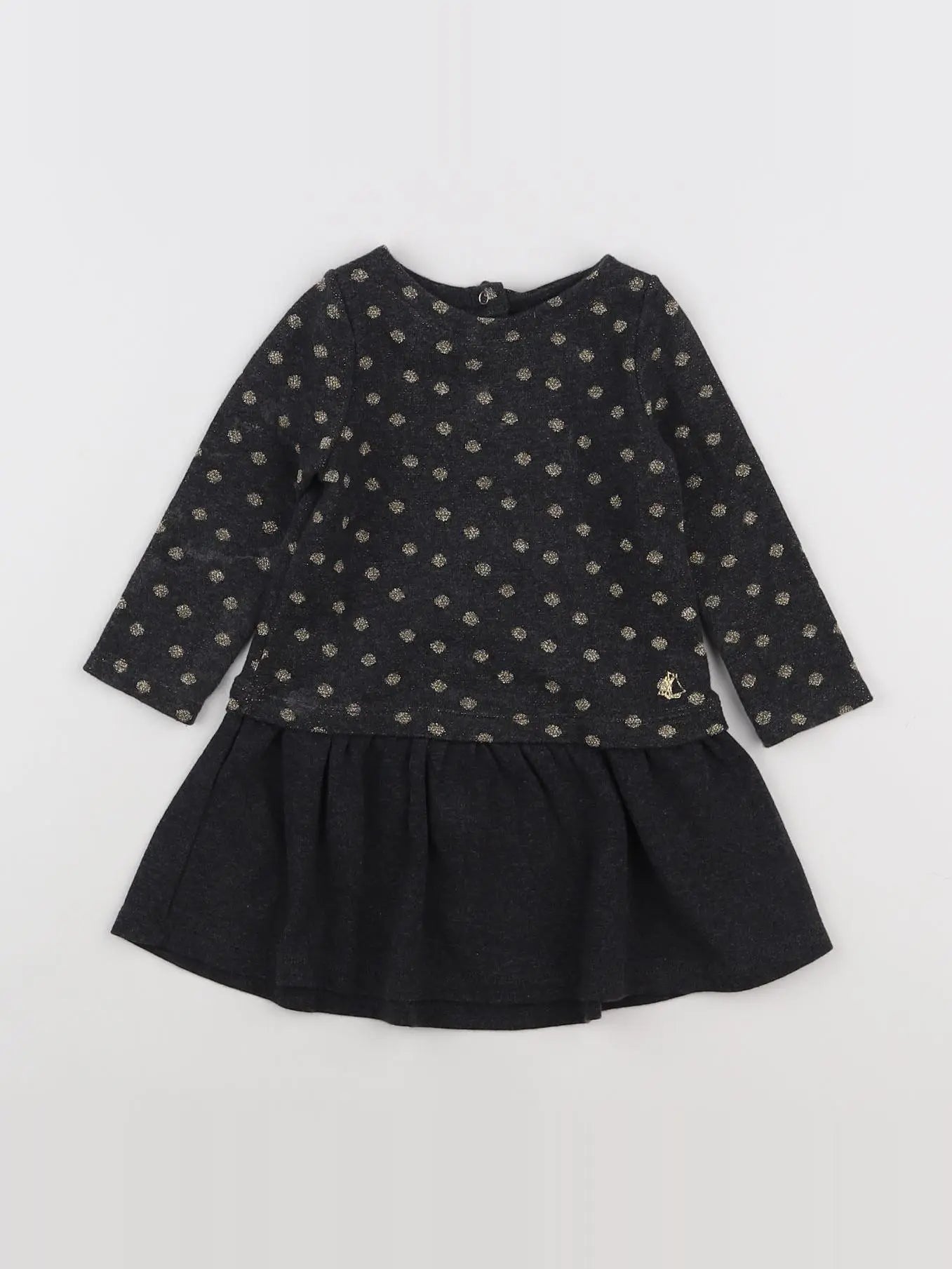 Petit Bateau - robe gris, or - 12 mois