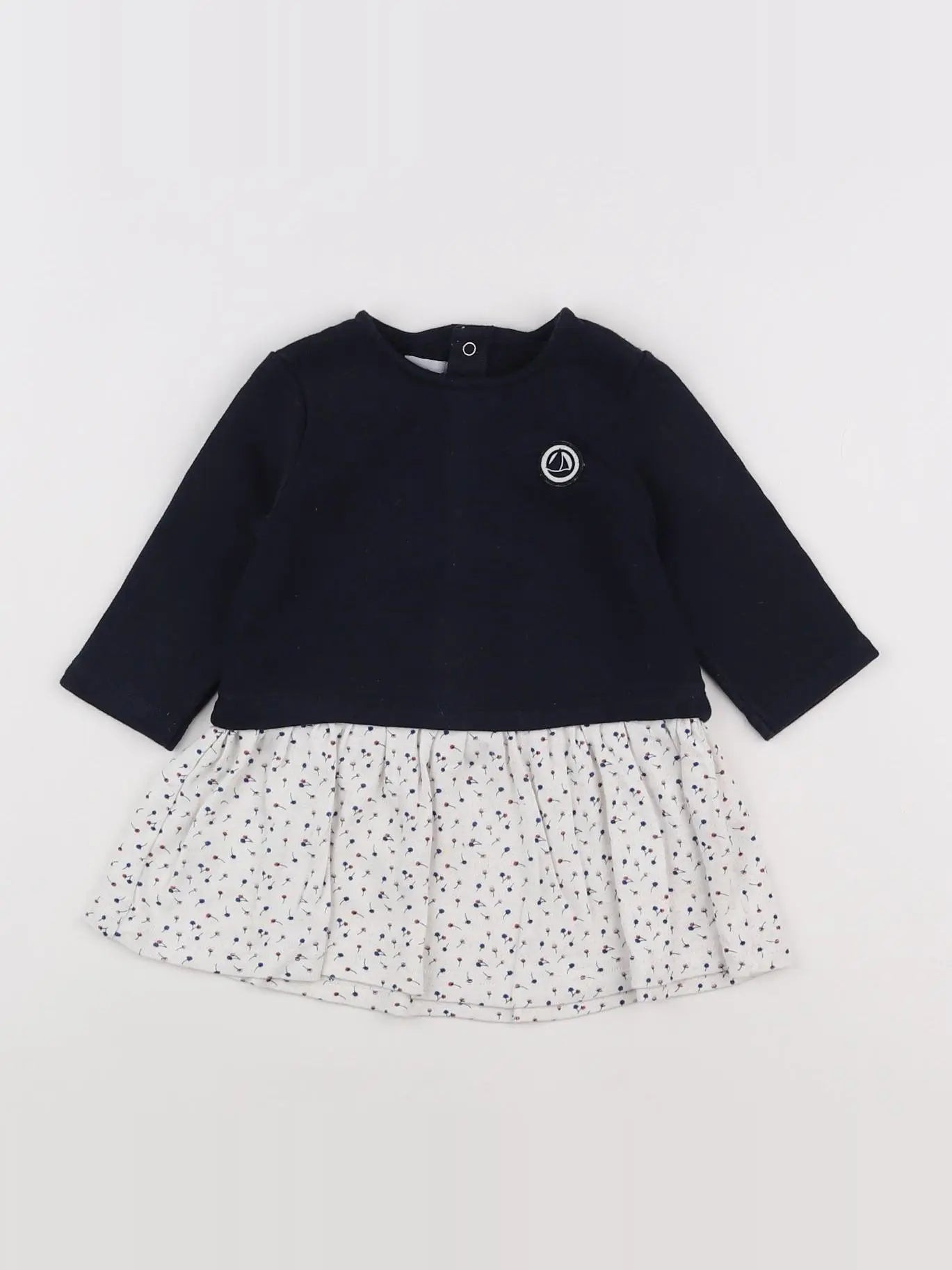 Petit Bateau - robe bleu, blanc - 6 mois