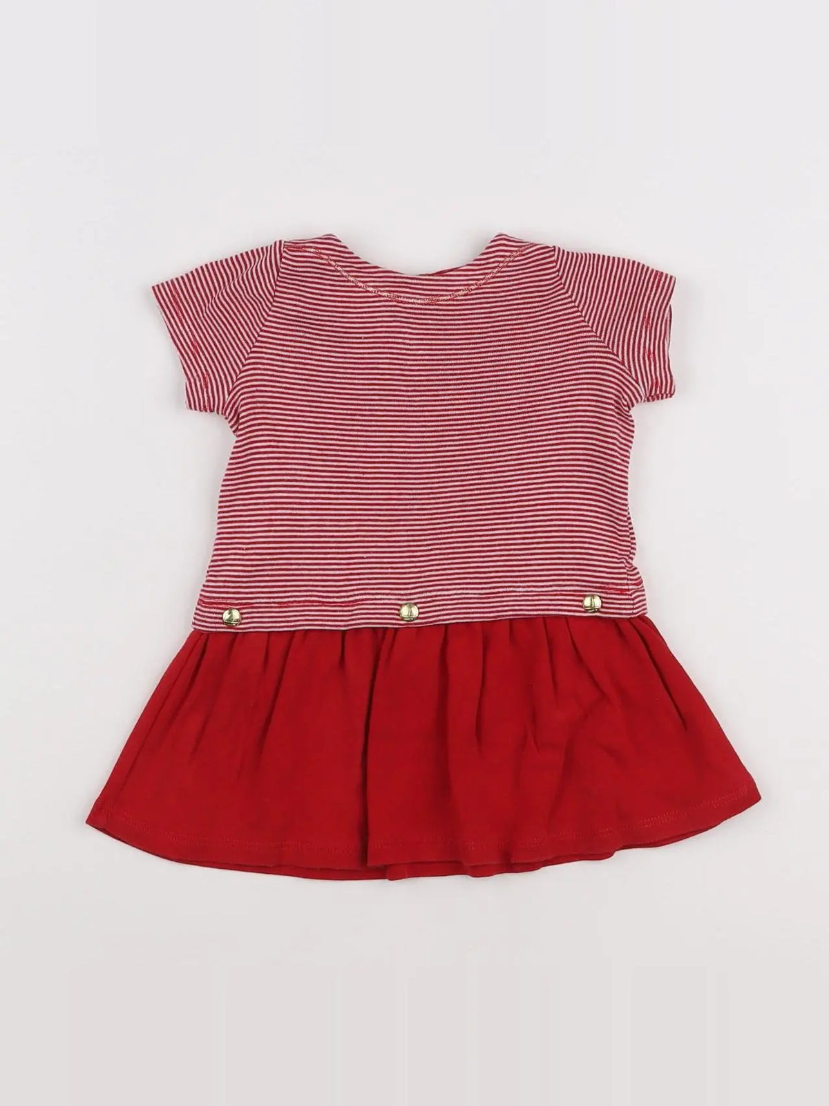 Petit Bateau - robe blanc, rouge - 6 mois