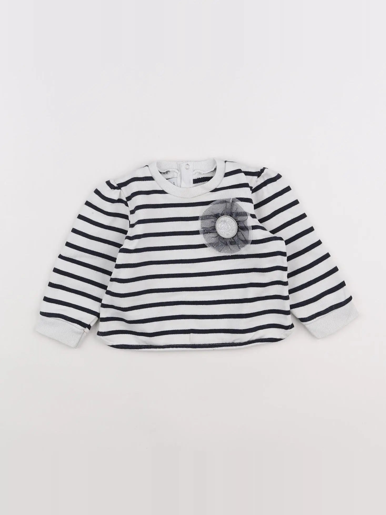 Petit Bateau - sweat bleu, blanc - 12 mois