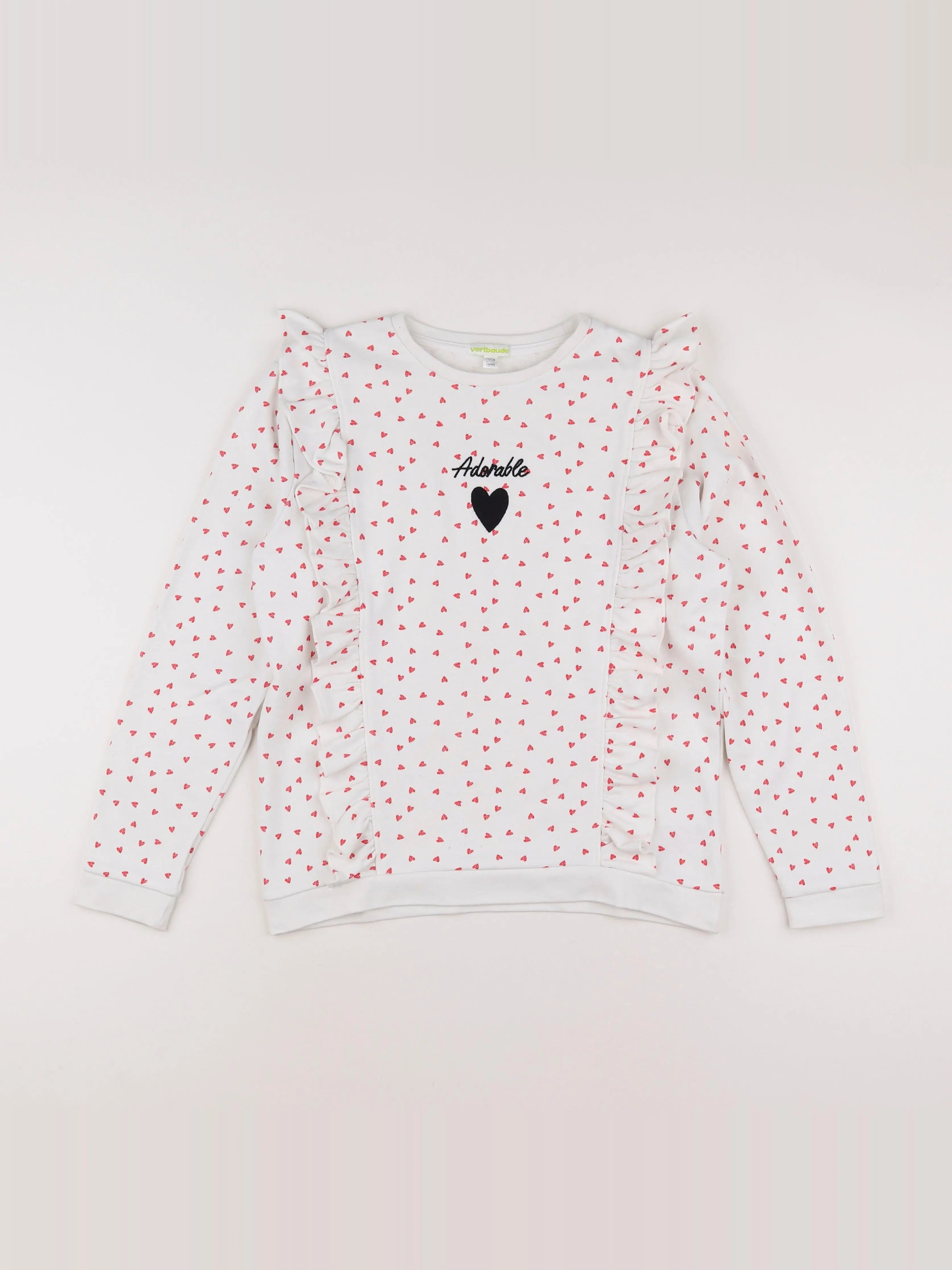 Vertbaudet - sweat blanc, rouge - 12 ans