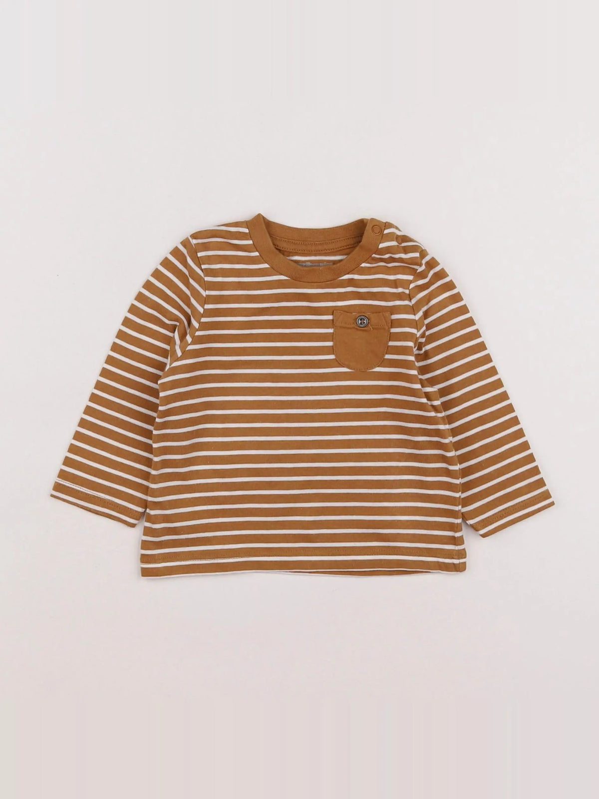 Vertbaudet - tee-shirt blanc, marron - 6 mois