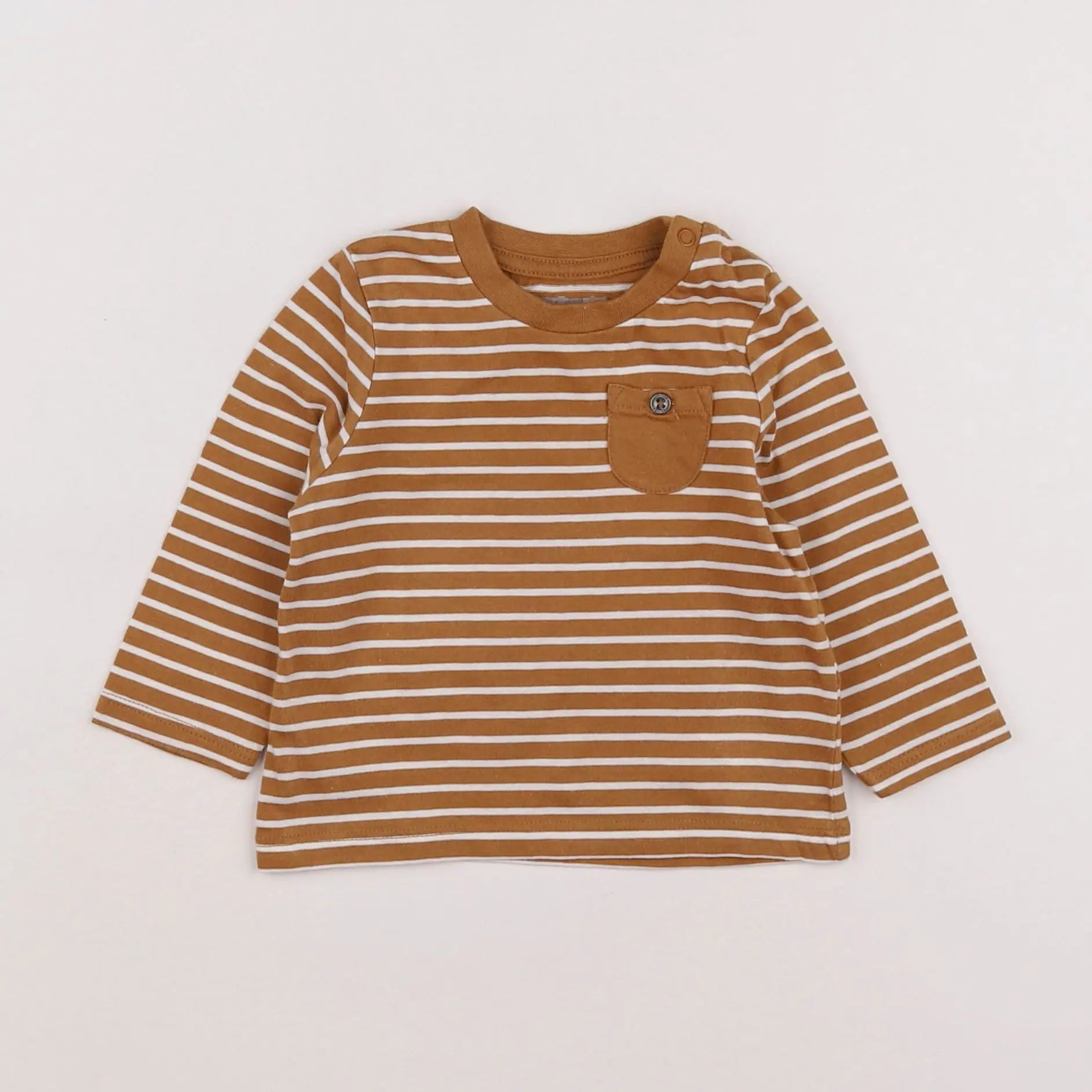 Vertbaudet - tee-shirt blanc, marron - 6 mois