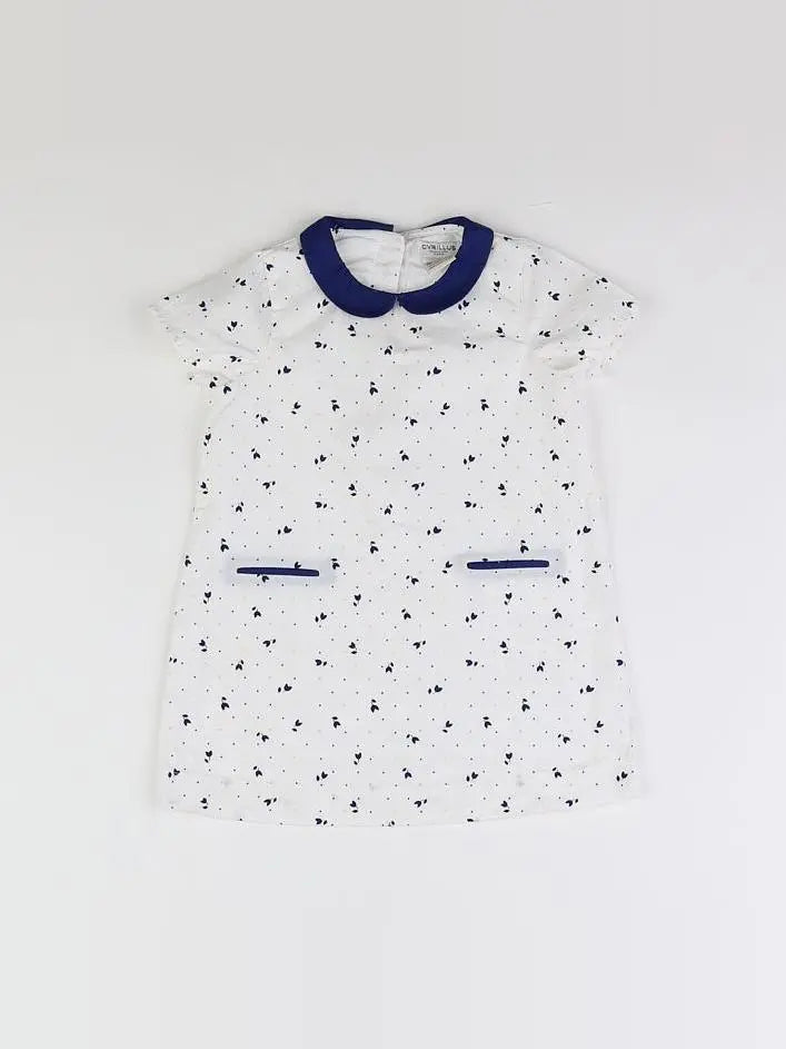Cyrillus - robe blanc, bleu - 18 mois