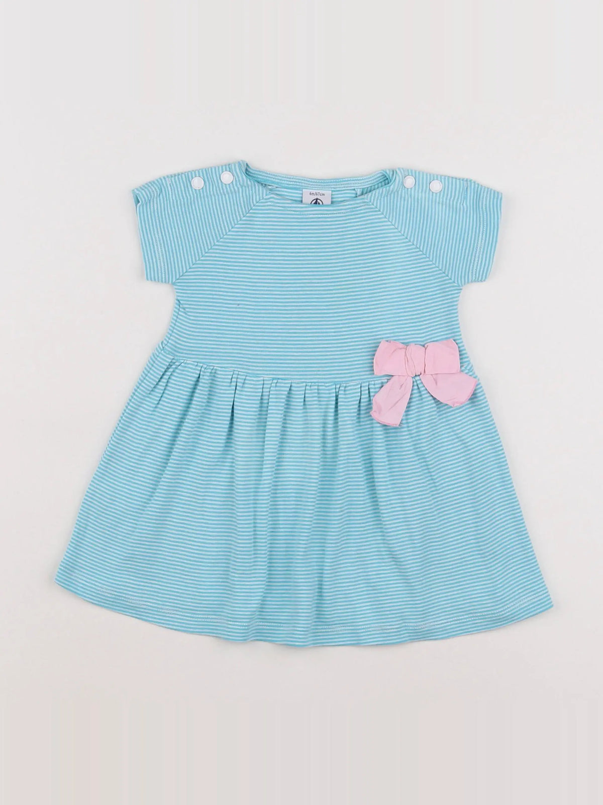 Petit Bateau - robe bleu, rose - 6 mois