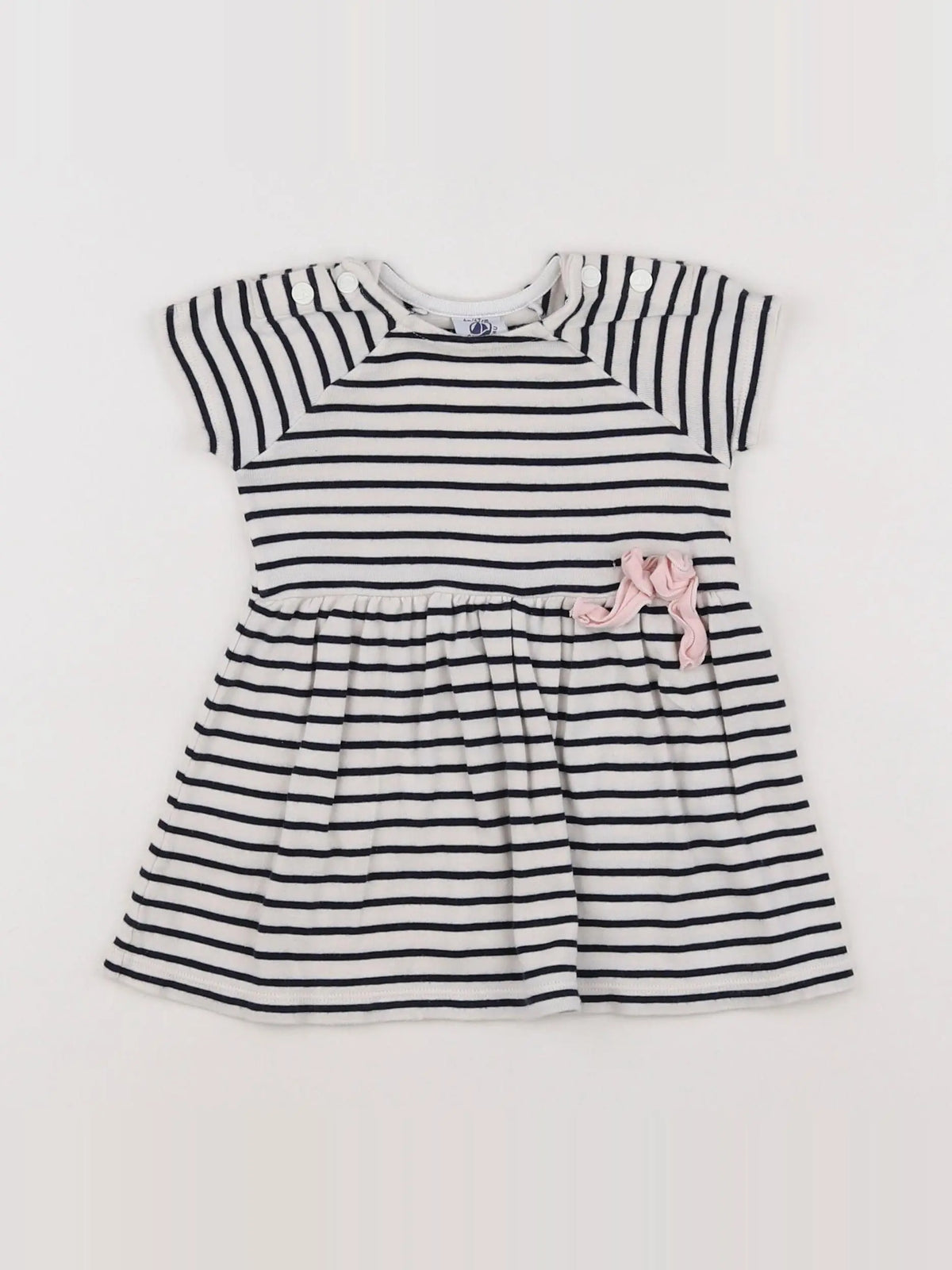 Petit Bateau - robe blanc, bleu - 6 mois