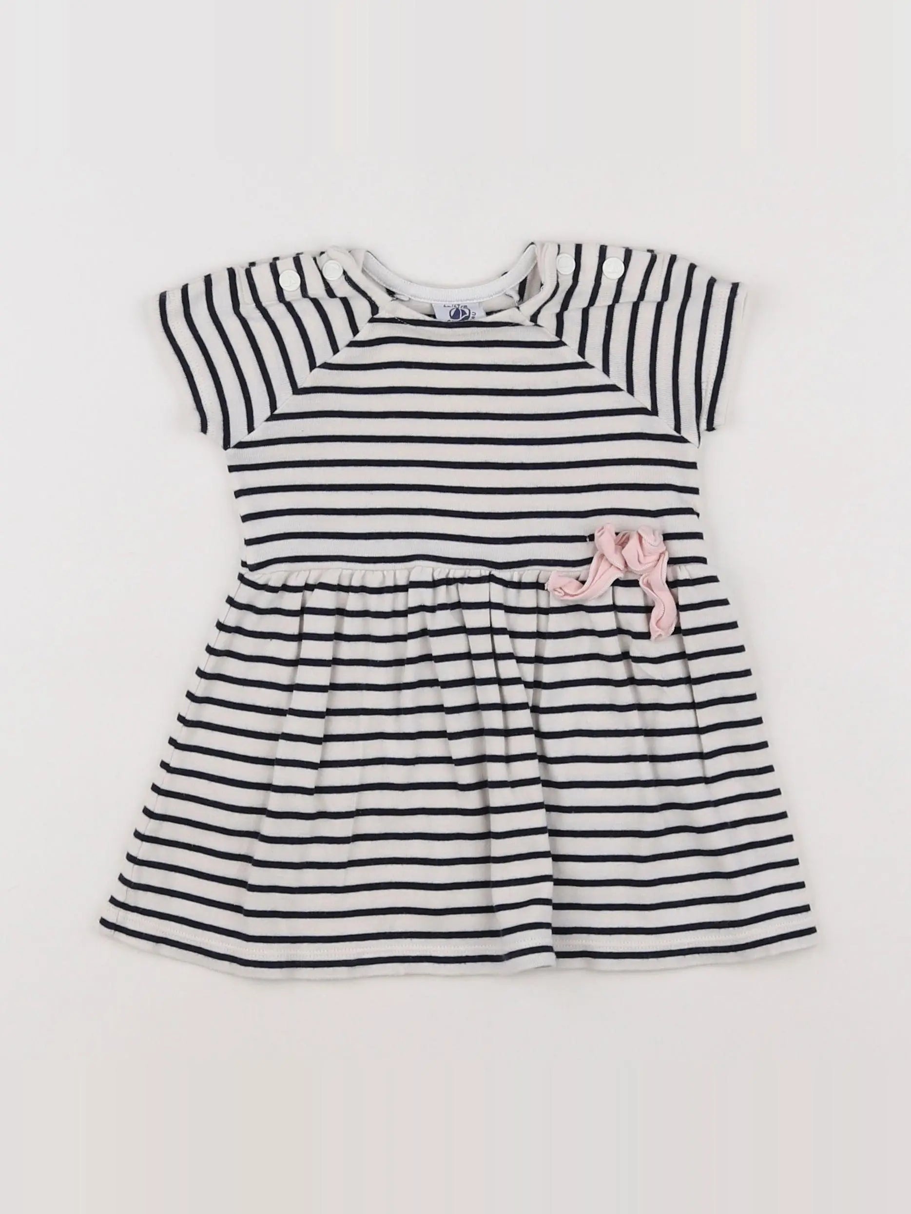 Petit Bateau - robe blanc, bleu - 6 mois