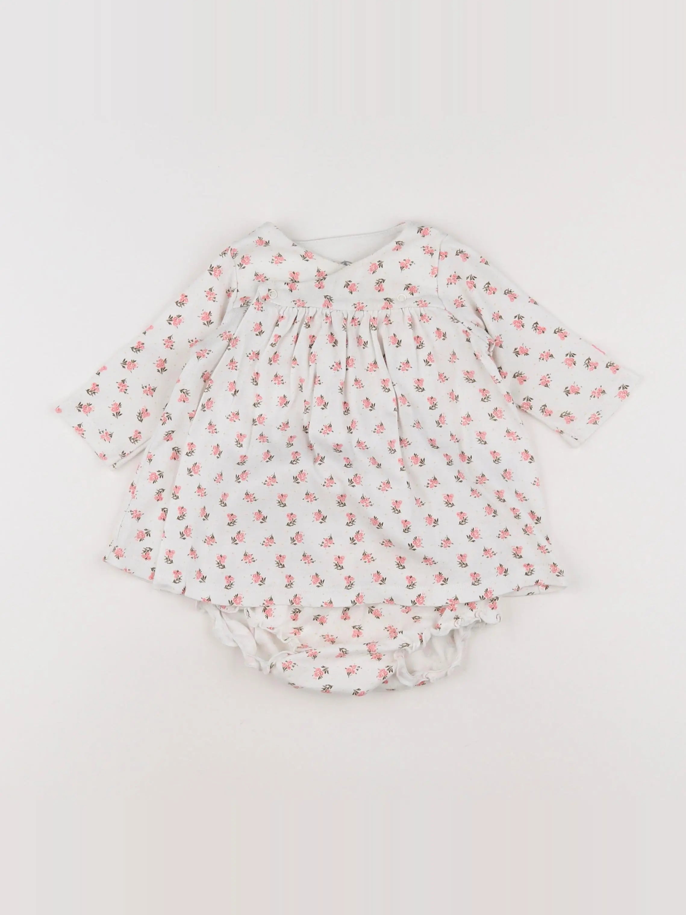 Petit Bateau - robe blanc, rose - 6 mois