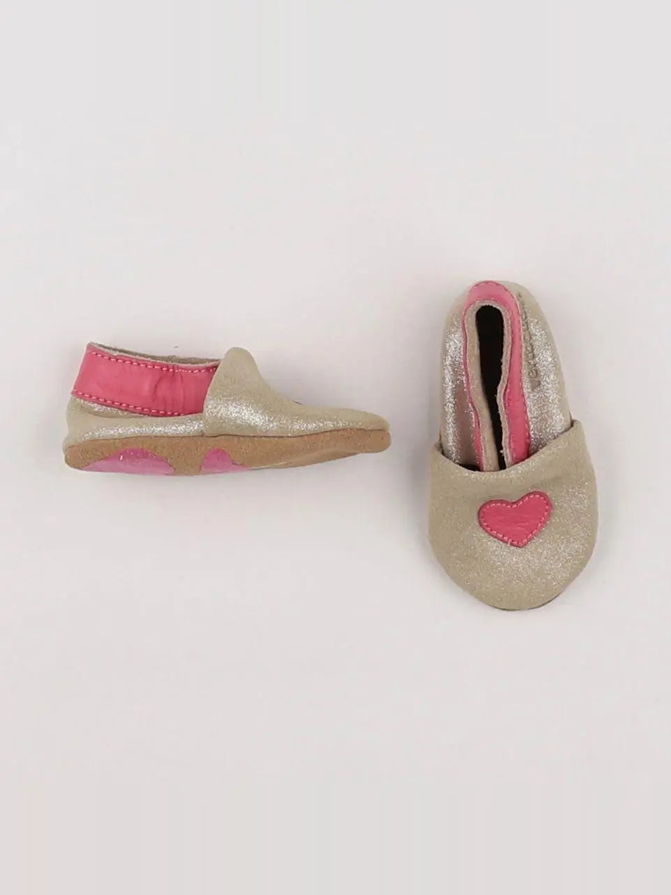 Vertbaudet - chaussons or, rose - pointure 16/17